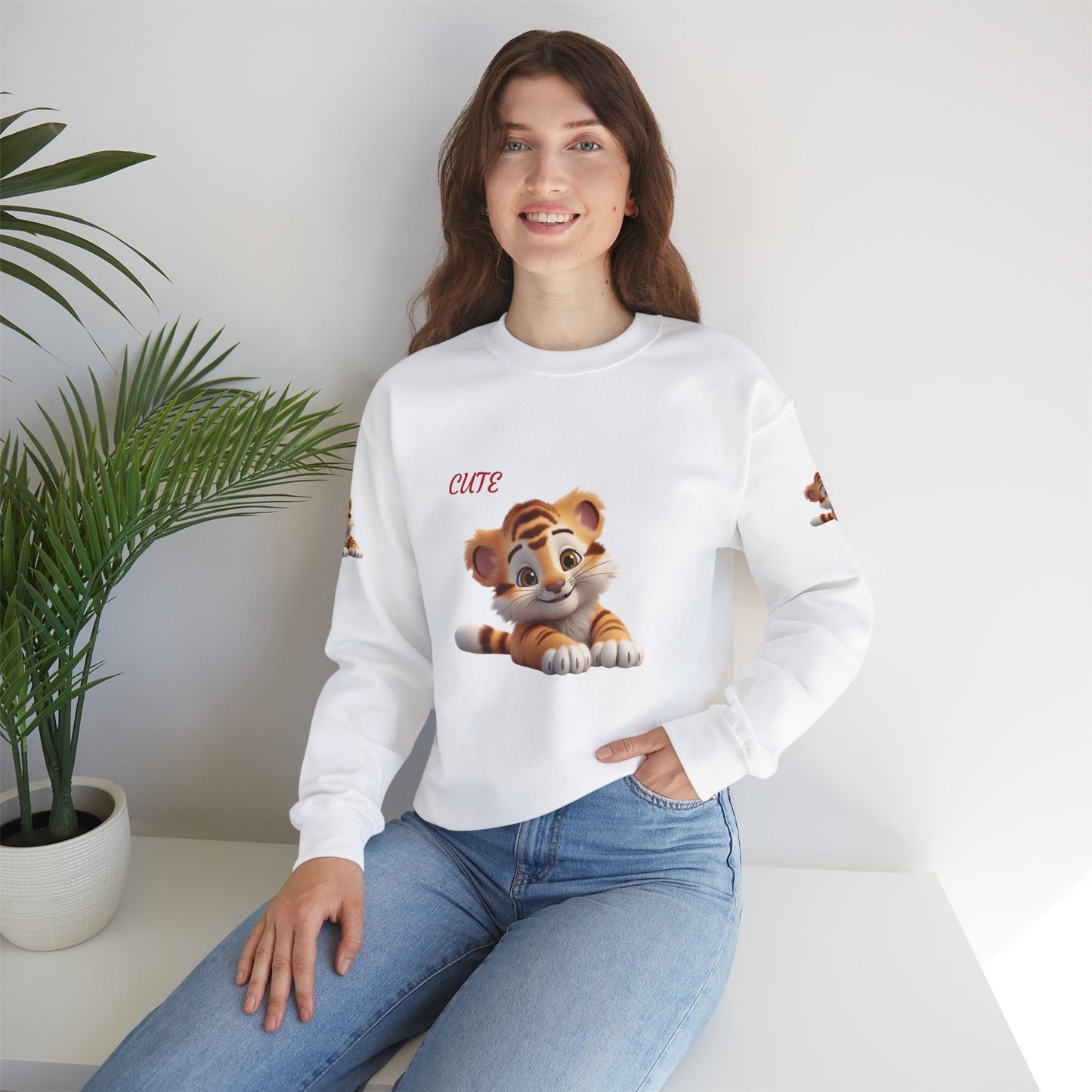 Princess Grace Cute Tiger Graphic Sweatshirt Unisex Heavy Blend Crewneck