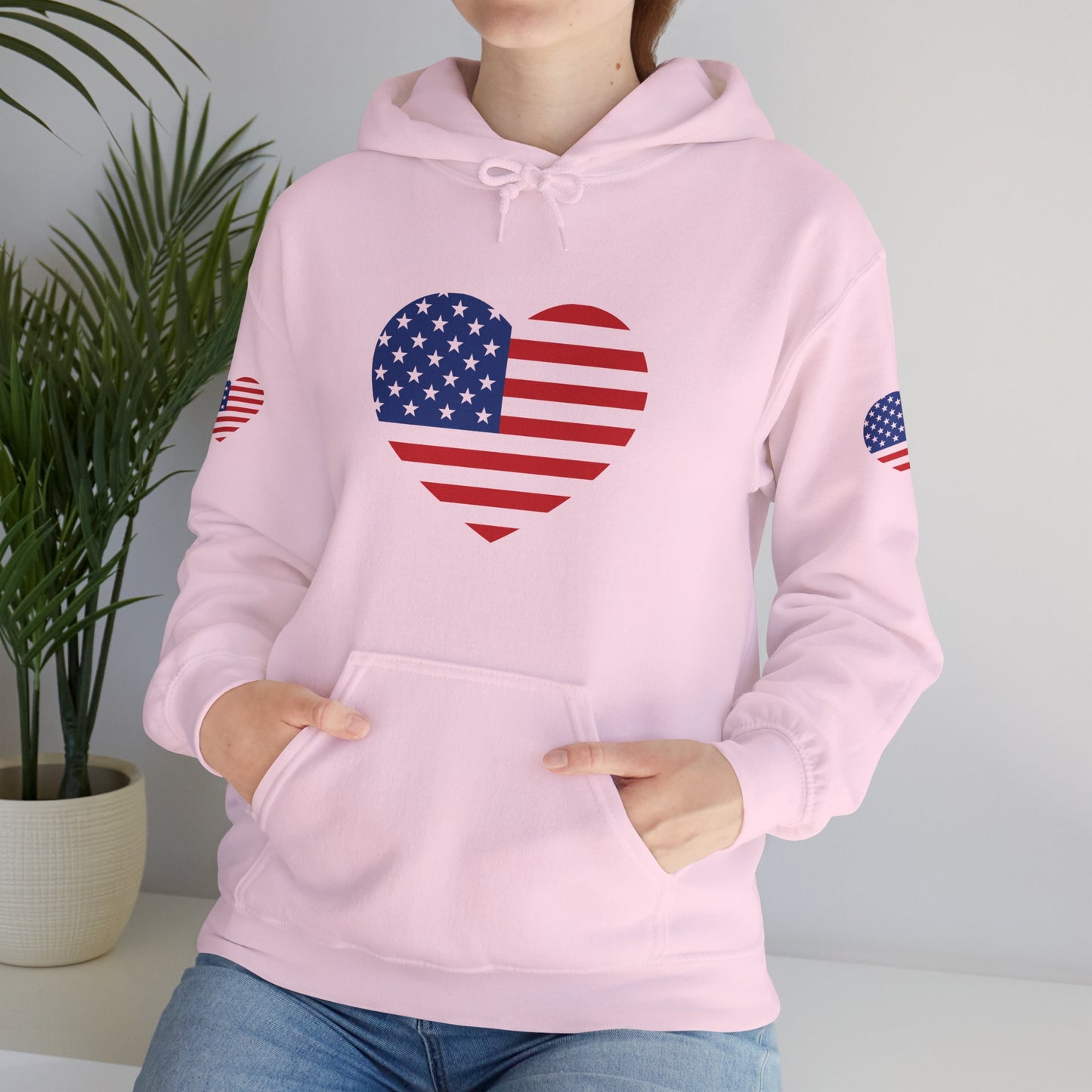 Princess Grace Patriotic Heart Design Unisex Hoodie Perfect for Holidays and Celebrations
