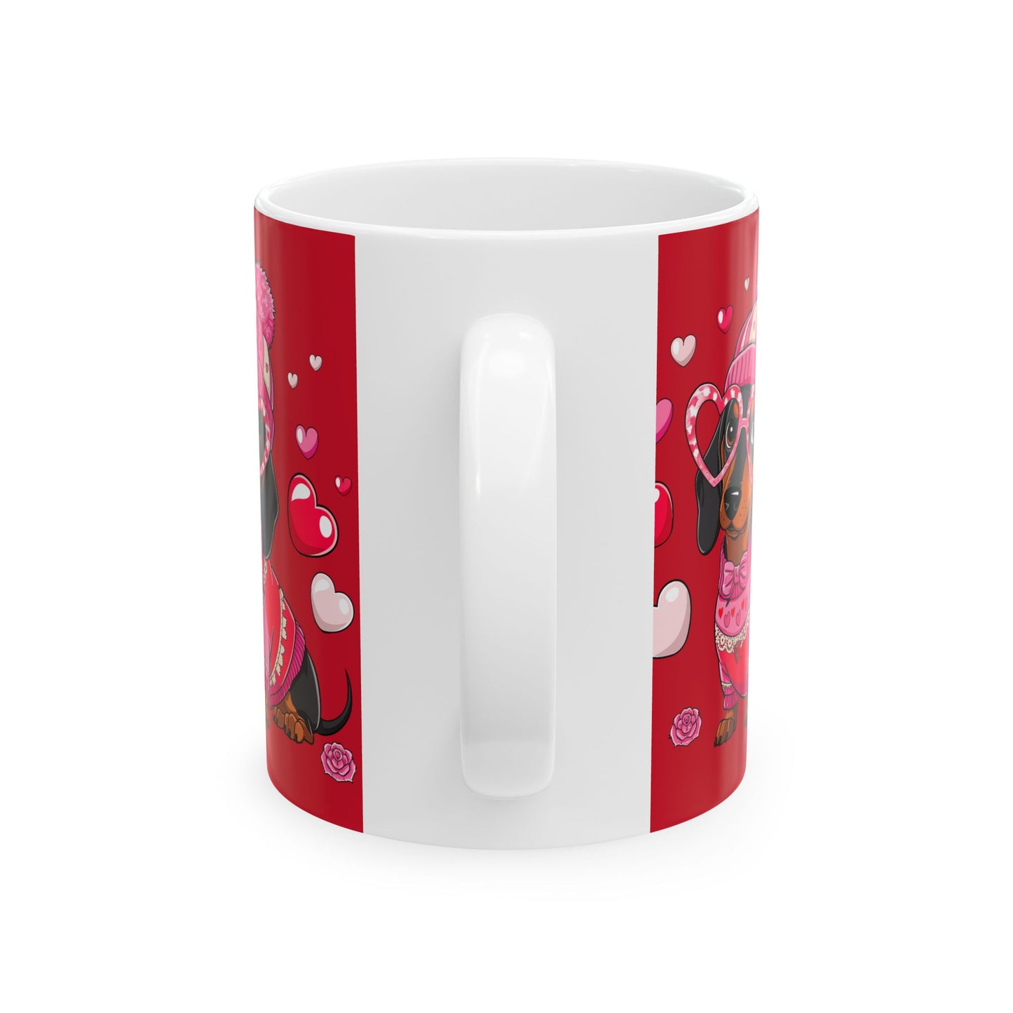 Princess Grace Cute Dachshund Love Mug Red Heart Design Perfect Gift for Pet Lovers