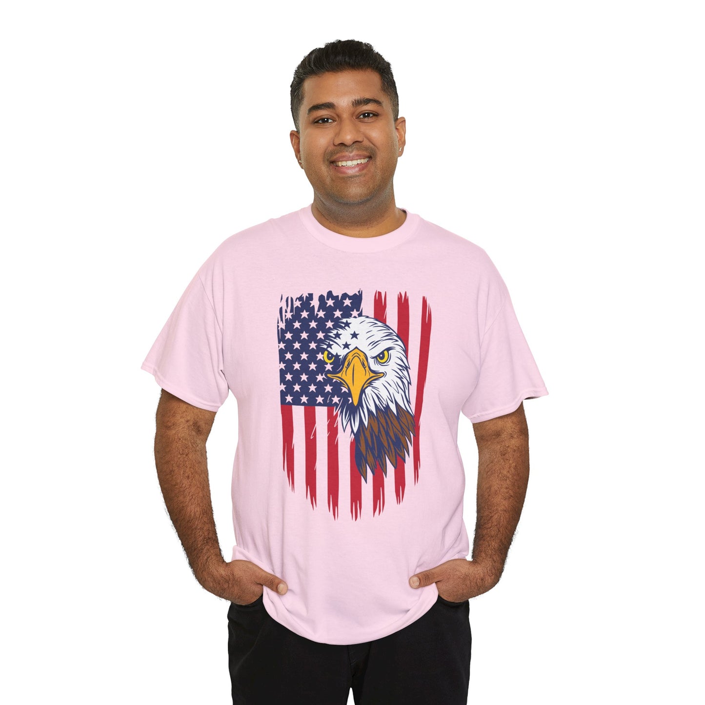 Princess Grace Eagle & American Flag Unisex Heavy Cotton Tee Patriotic Apparel for All Occasions