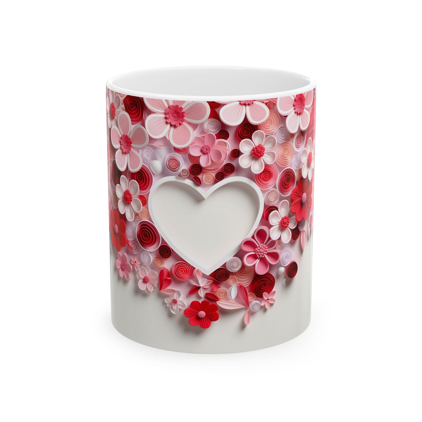 Princess Grace Romantic Floral Ceramic Mug Heart Design, Perfect for Valentine's Day & Every Coffee Lover
