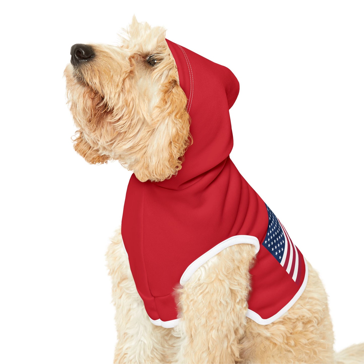 Princess Grace Patriotic Red Pet Hoodie with Flag Design