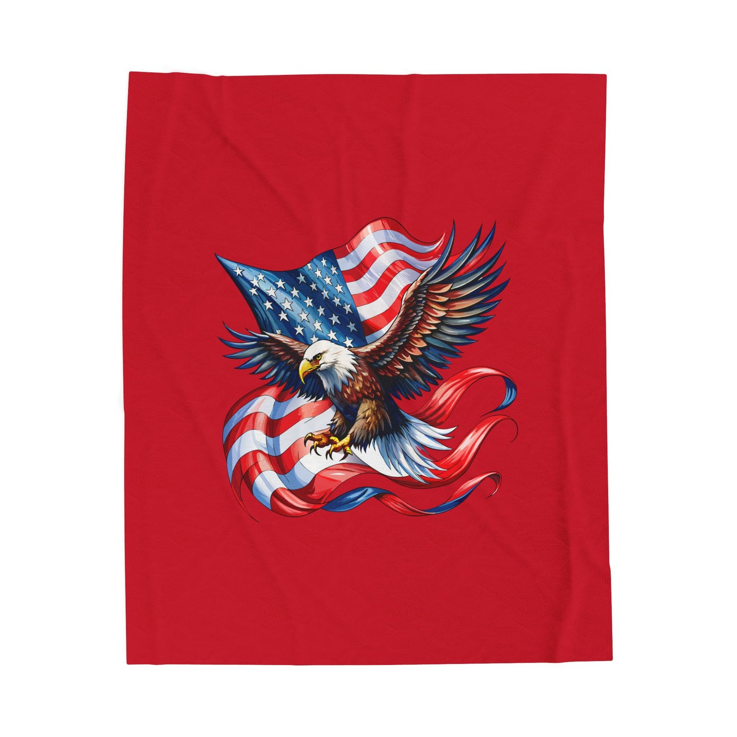 Princess Grace Patriotic Eagle Velveteen Plush Blanket Cozy Americana Decor