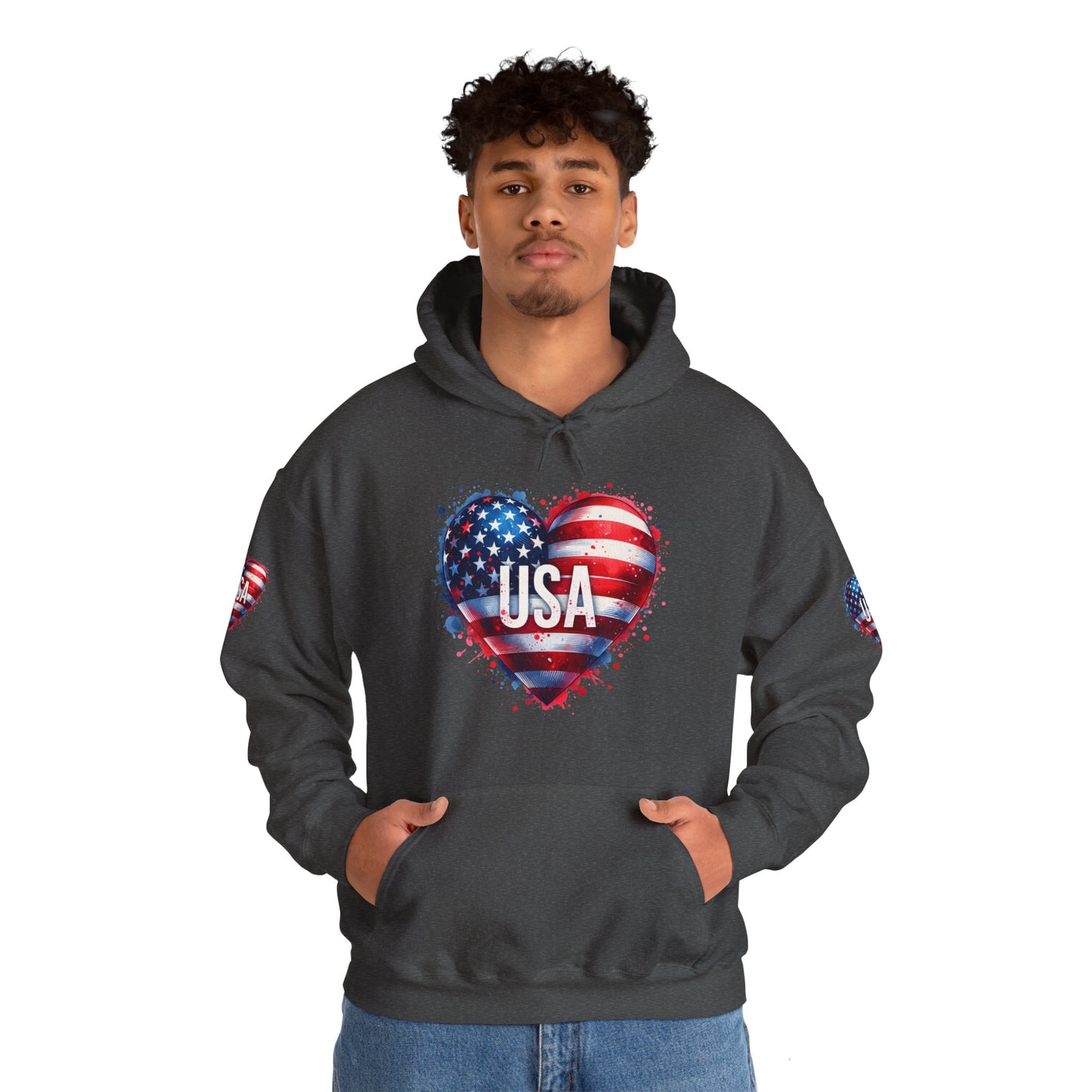 Princess Grace Patriotic Heart Hoodie for USA Lovers Unisex Heavy Blend