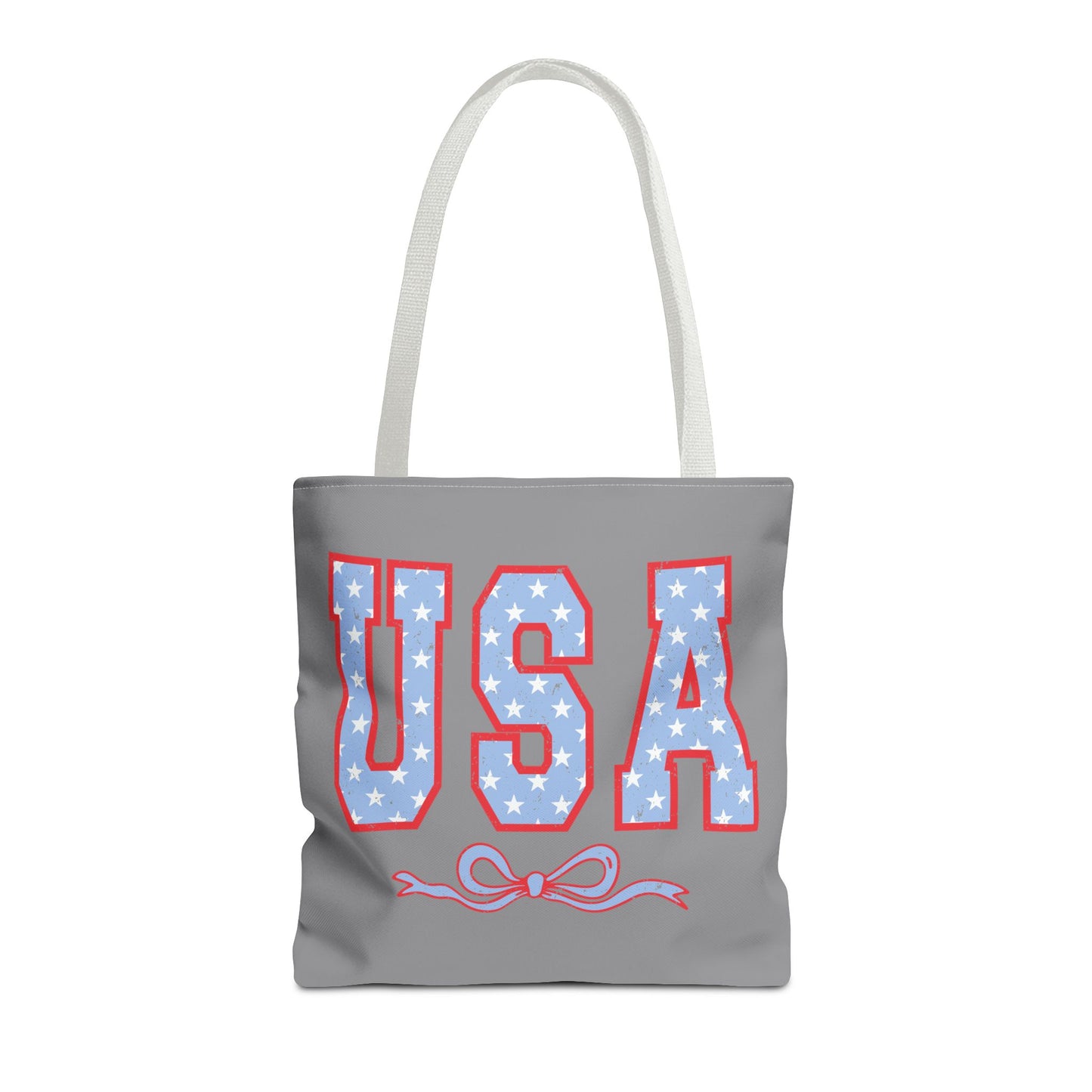 Princess Grace Patriotic USA Tote Bag Stars & Bow Design for Independence Day