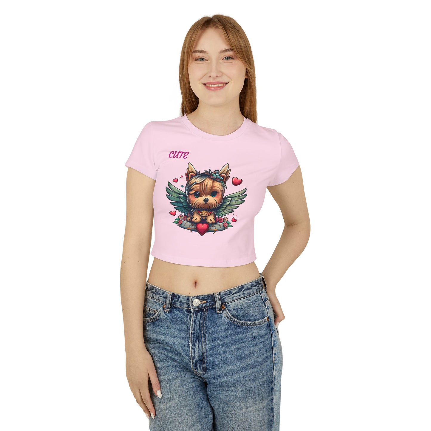 Princess Grace Cute Dog Graphic Women's Baby Tee Perfect for Pet Lovers