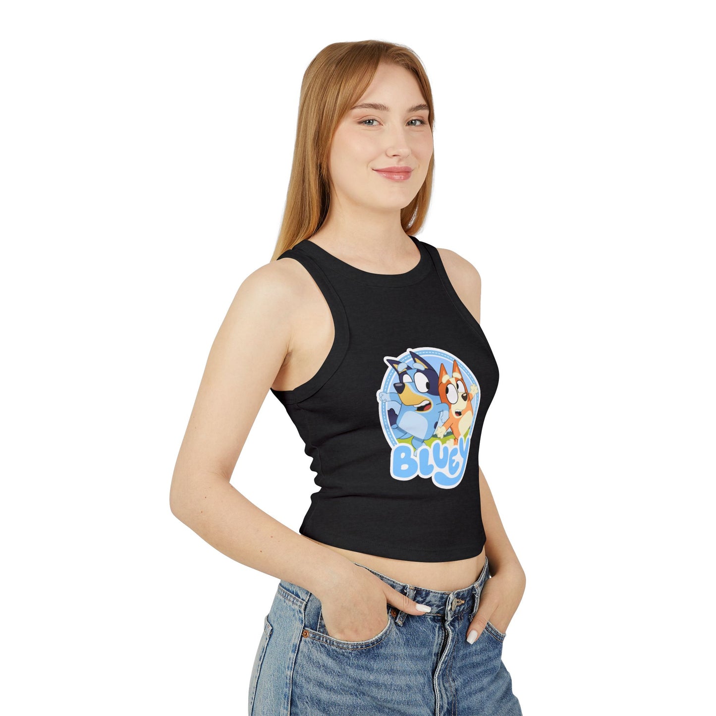 Princess Grace Bluey Graphic Women's Racer Tank Top Fun & Playful Summer Style