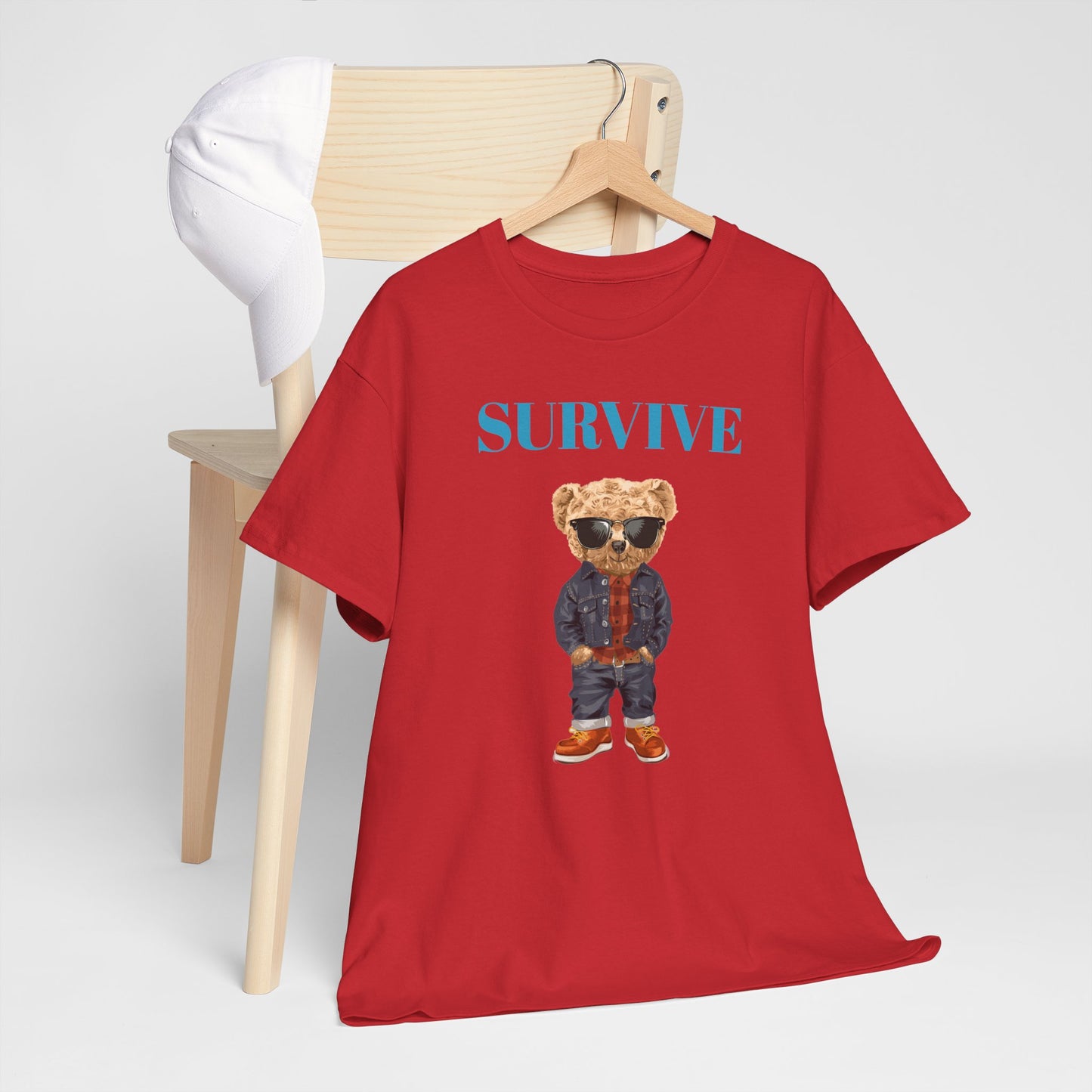 Princess Grace Cool Bear Graphic Tee 'SURVIVE' Unisex Heavy Cotton Shirt