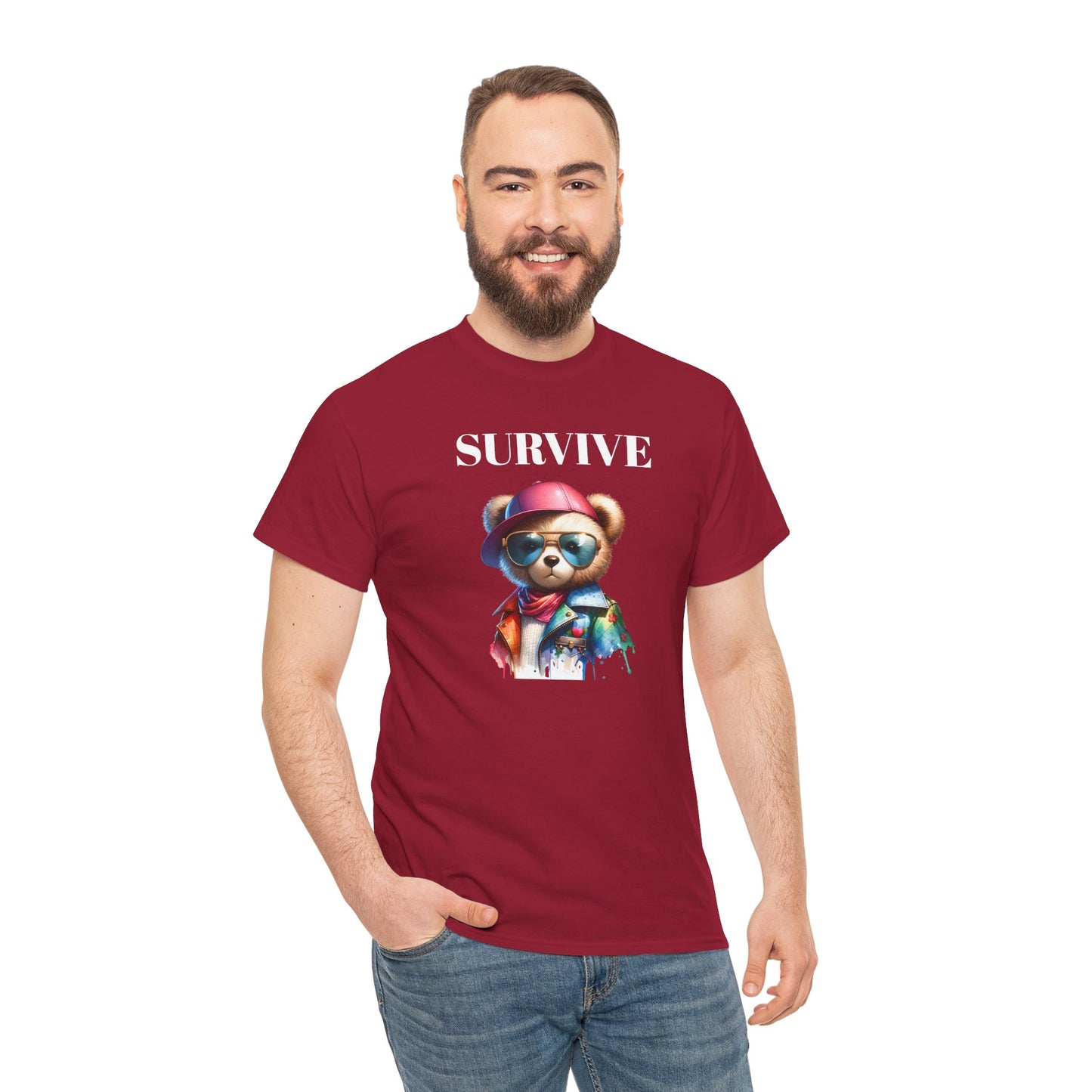 Princess Grace Survive Bear Unisex Heavy Cotton Tee Cool Graphic T-Shirt for Casual Style