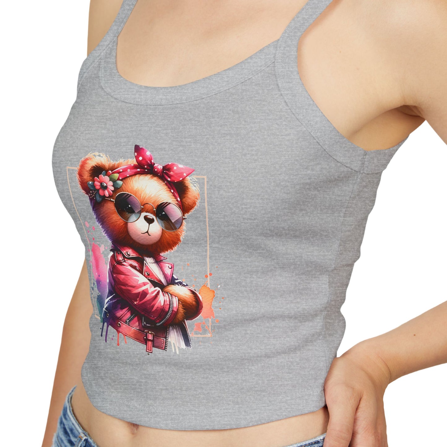 Princess Grace Cute Graphic Women's Spaghetti Strap Tank Top Trendy Bear Design