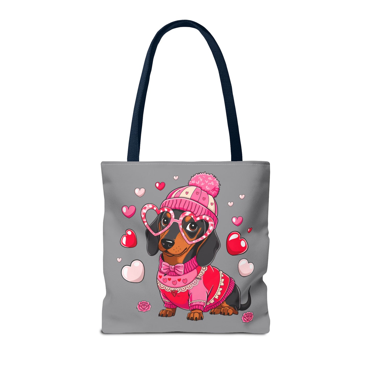 Princess Grace Cute Dog Lover Tote Bag Adorable Dachshund with Hearts