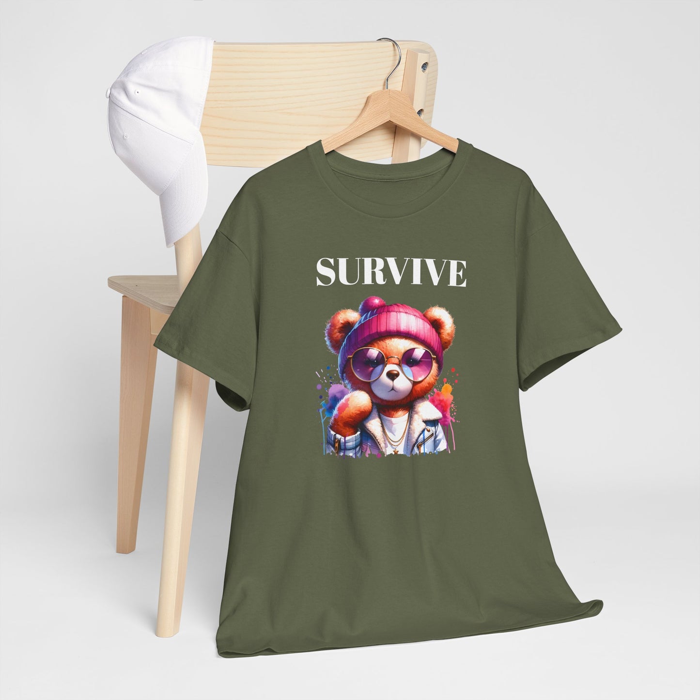 Princess Grace Survive Bear Graphic Tee Unisex Heavy Cotton T-Shirt