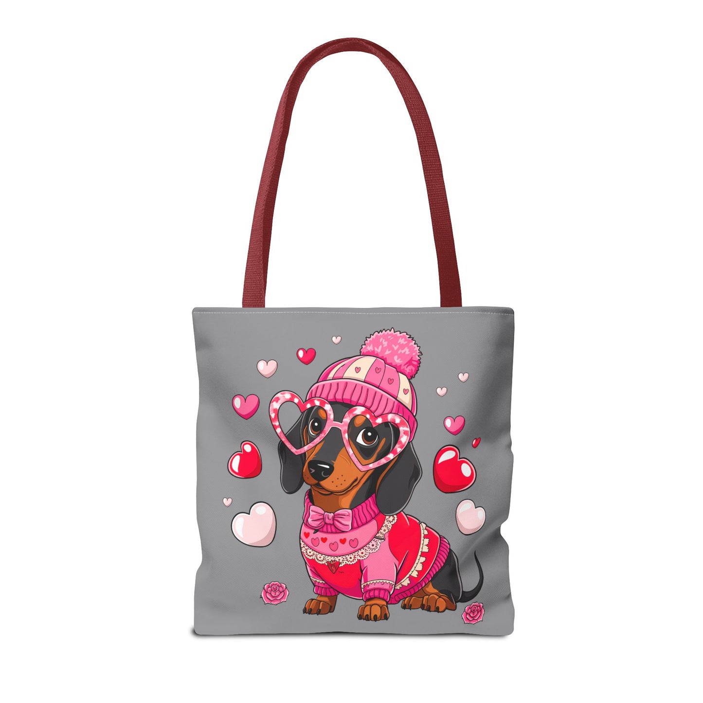 Princess Grace Cute Dog Lover Tote Bag Adorable Dachshund with Hearts
