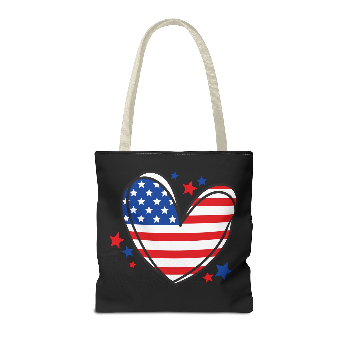 Princess Grace Patriotic Heart Tote Bag USA Flag Design for Holidays & Everyday Use