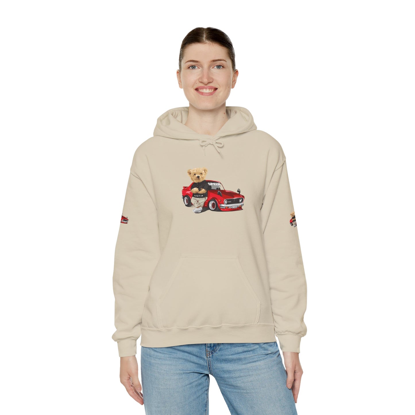 Princess Grace Vintage Bear Car Hoodie Fun Unisex Sweatshirt for Auto Lovers