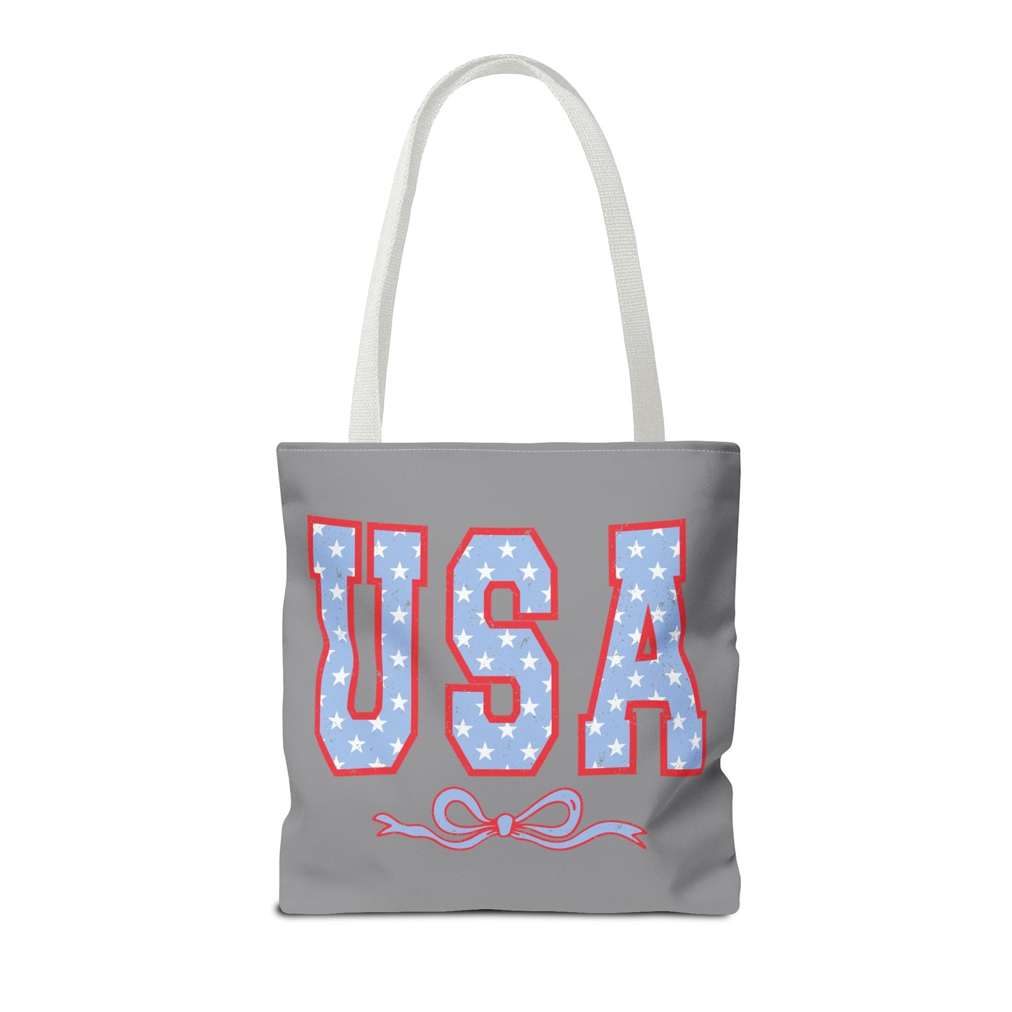 Princess Grace Patriotic USA Tote Bag Stars & Bow Design for Independence Day
