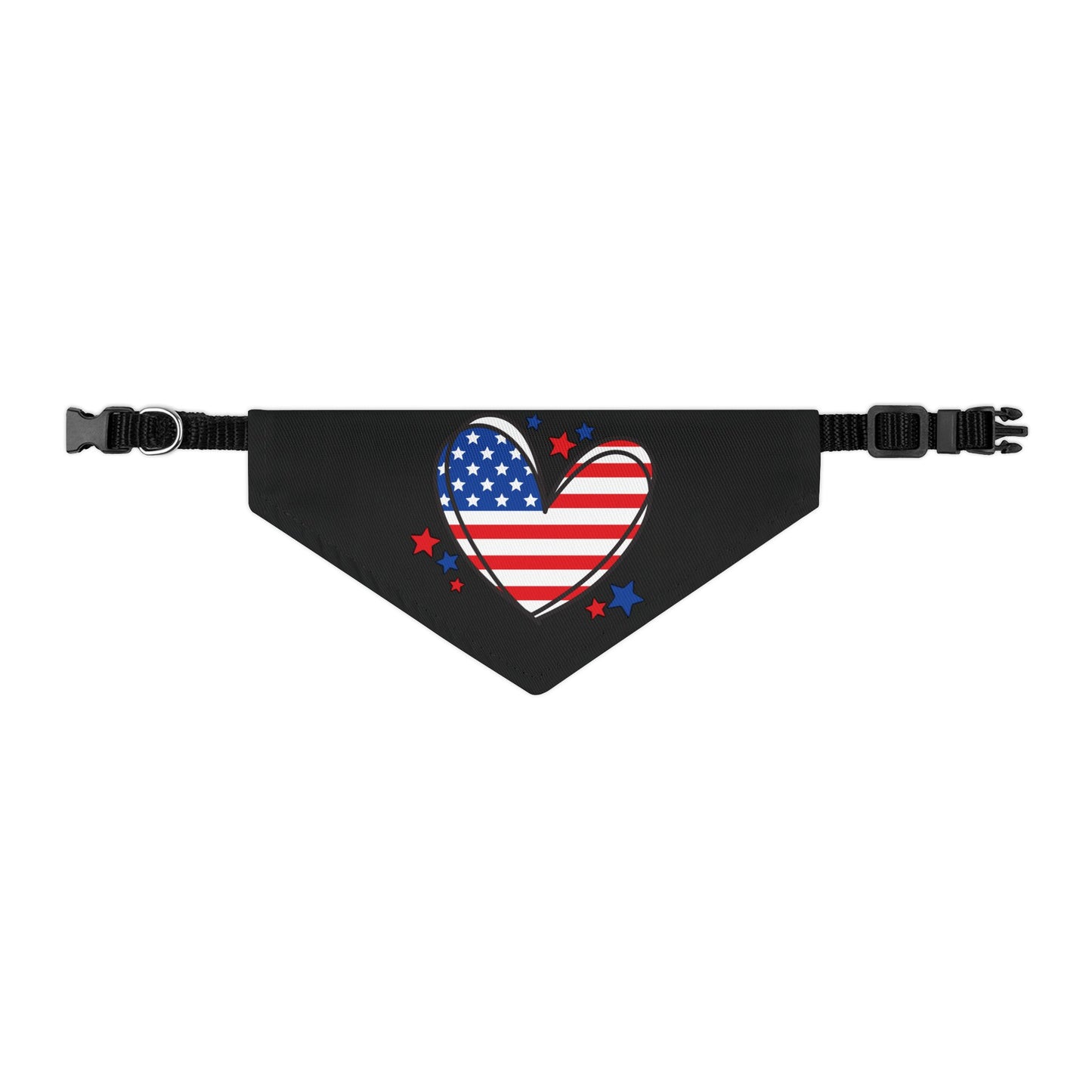 Princess Grace Patriotic Pet Bandana Collar Red, White & Blue Heart Design