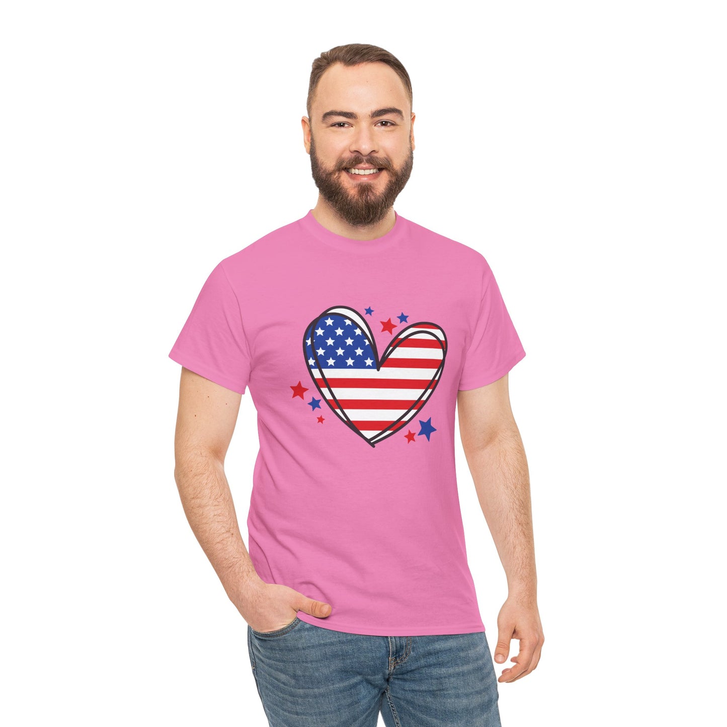 Princess Grace Patriotic Heart Unisex Heavy Cotton Tee USA Love T-Shirt