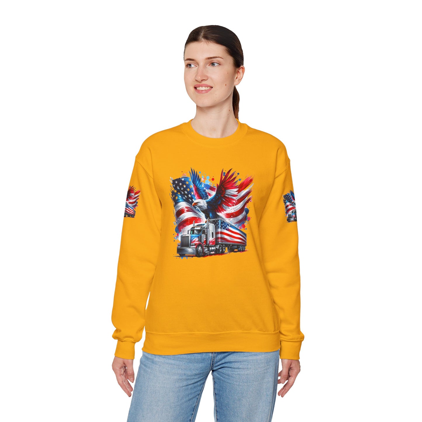 Princess Grace Patriotic Eagle Sweatshirt Unisex Heavy Blend Crewneck for Independence Day Veteran's Day & Everyday Comfort
