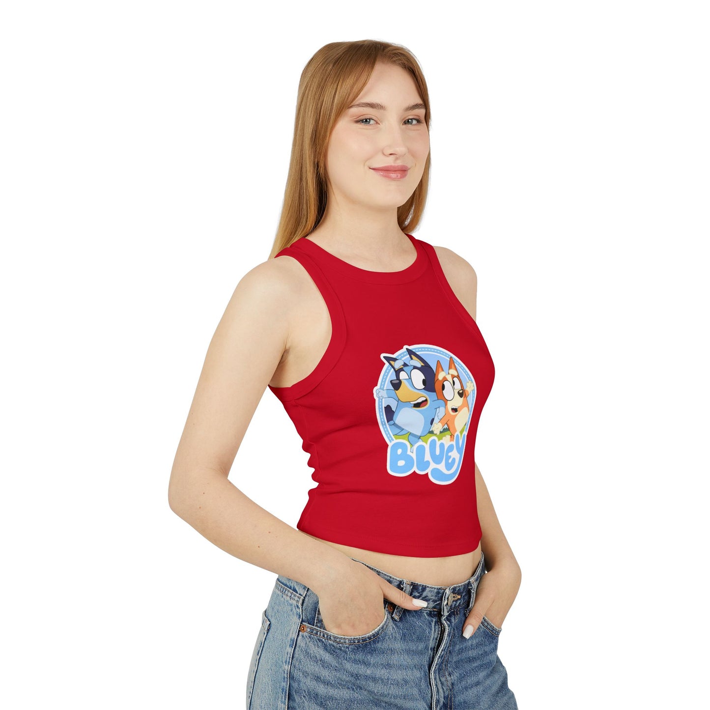 Princess Grace Bluey Graphic Women's Racer Tank Top Fun & Playful Summer Style