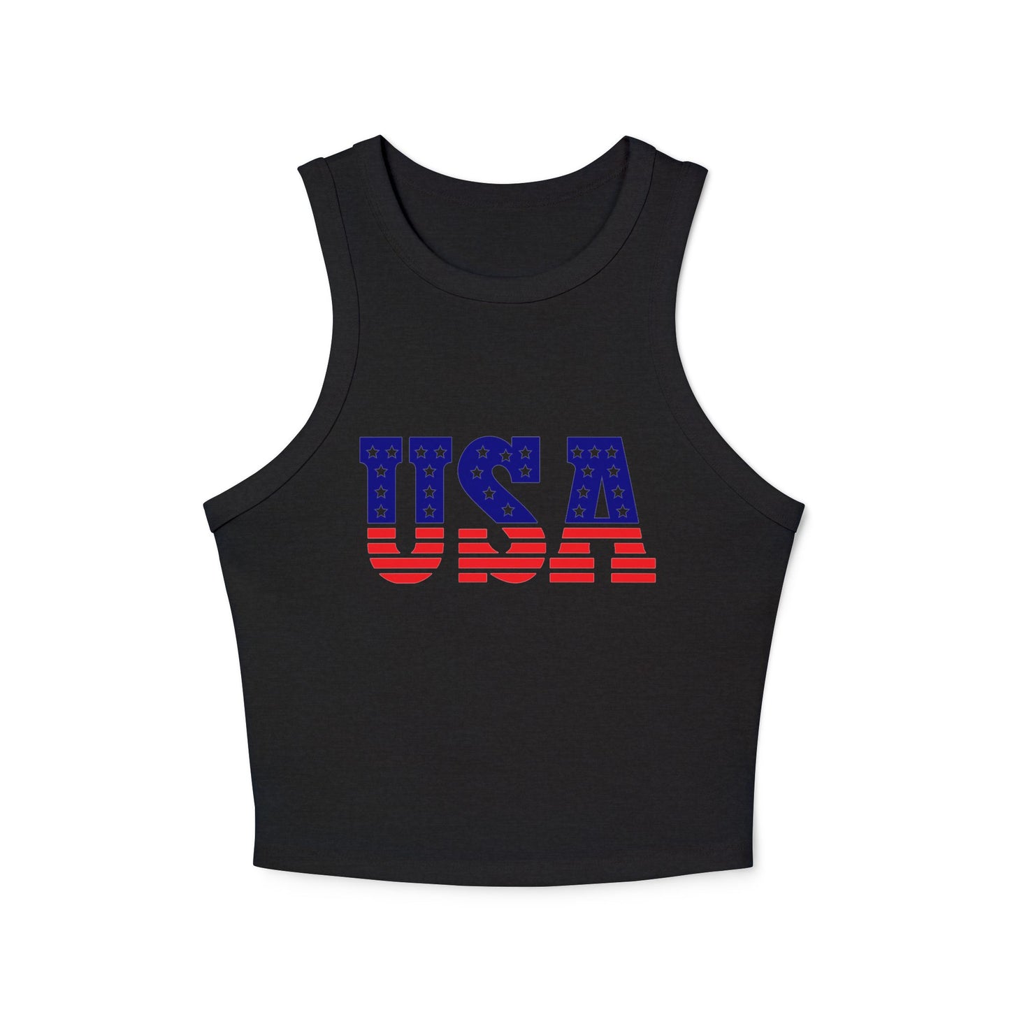 Princess Grace USA Flag Women's Micro Rib Racer Tank Top Patriotic Summer Wear