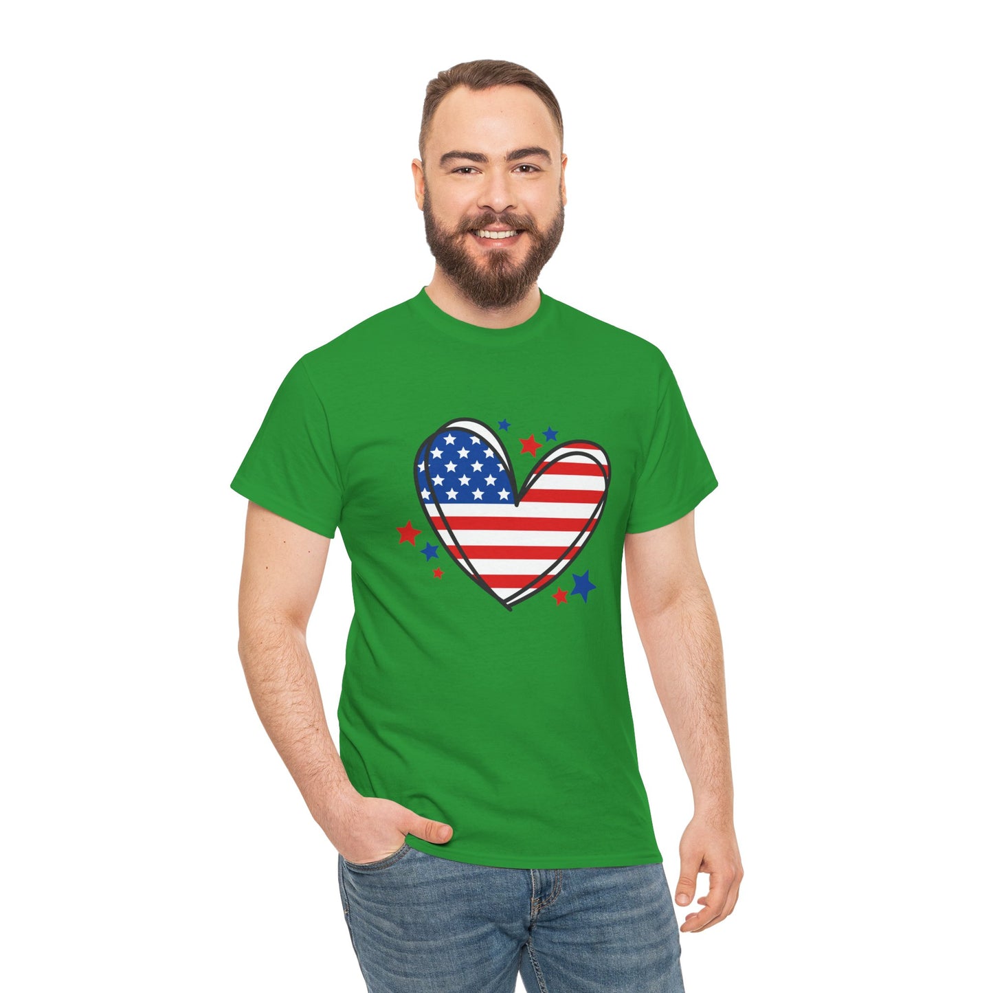 Princess Grace Patriotic Heart Unisex Heavy Cotton Tee USA Love T-Shirt