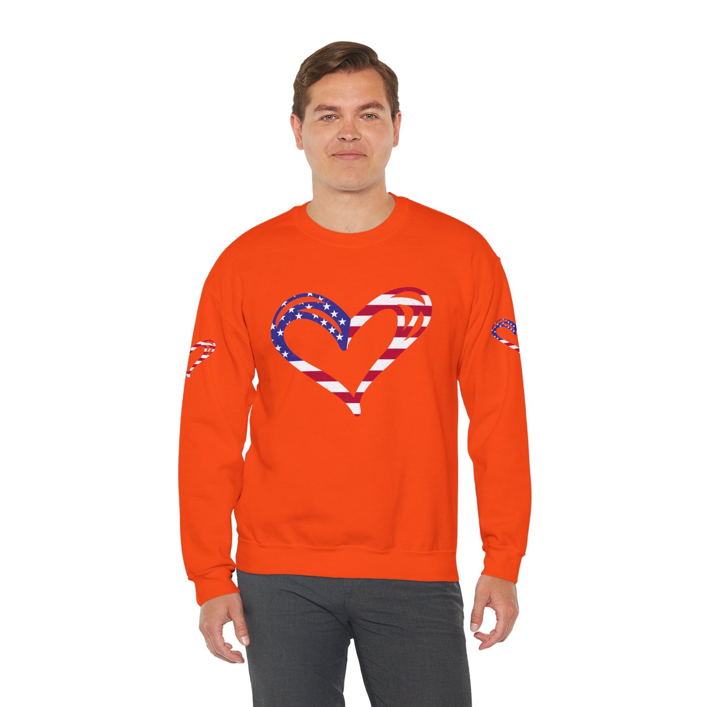 Princess Grace Patriotic Heart Sweatshirt Unisex Heavy Blend Crewneck with Candy Cane Design
