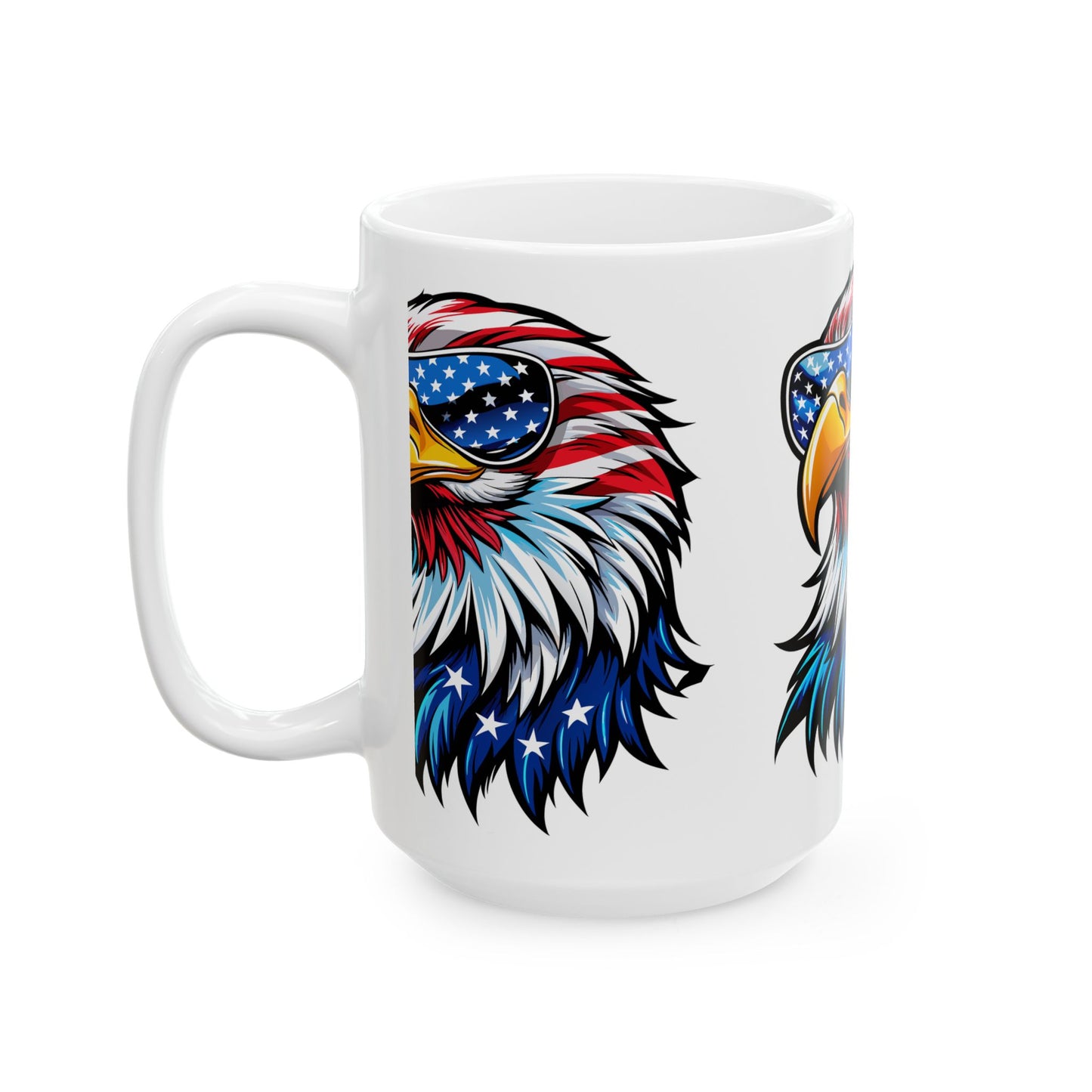 Princess Grace Patriotic Eagle Ceramic Mug - 11oz & 15oz Perfect for 4th of July and Everyday Use