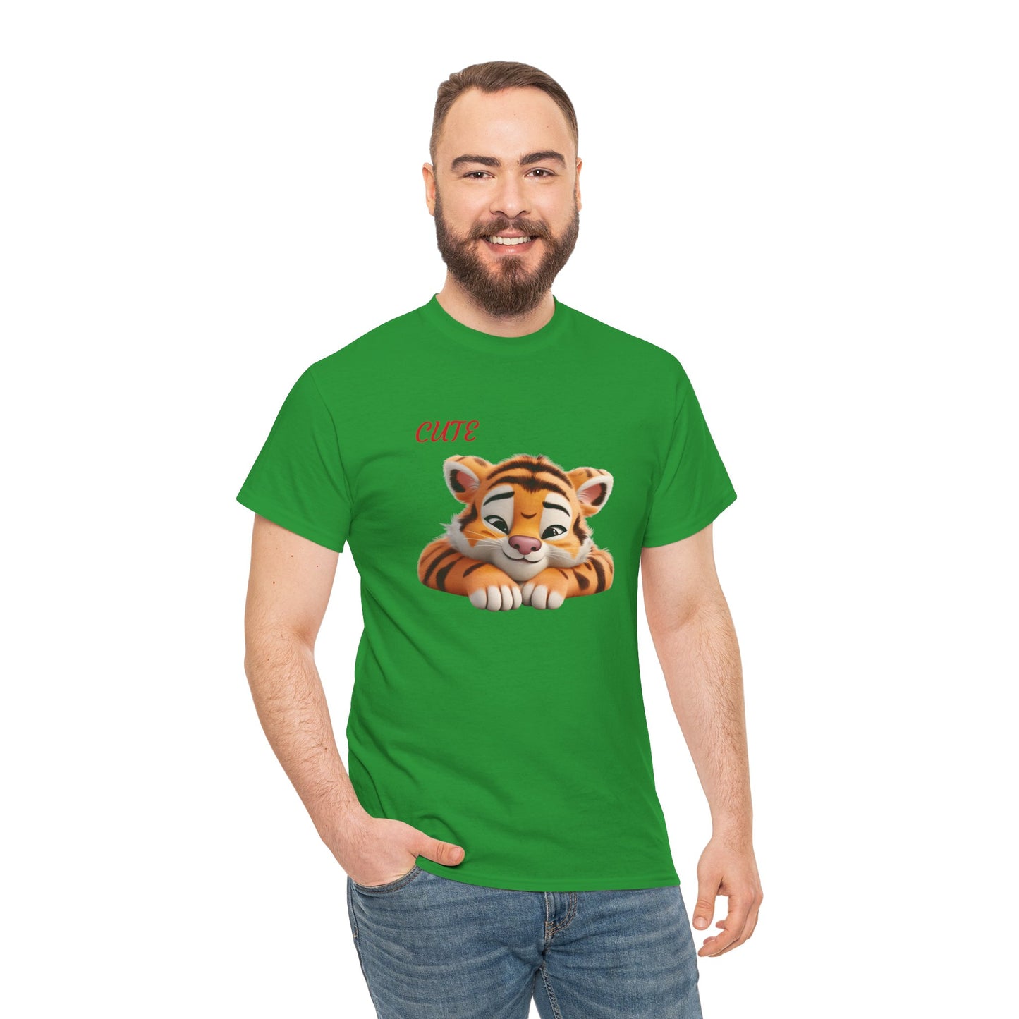 Princess Grace Cute Tiger Graphic Unisex Heavy Cotton Tee Perfect for Animal Lovers and Everyday Comfort