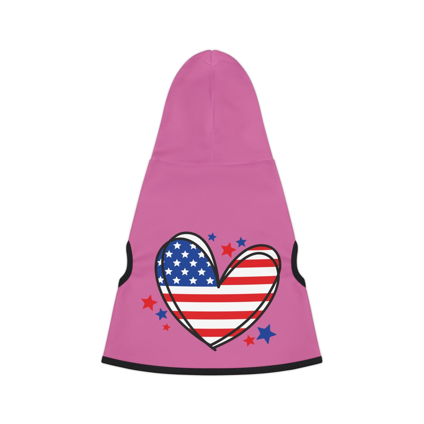 Princess Grace Stylish Pink Pet Hoodie with Patriotic Heart Design