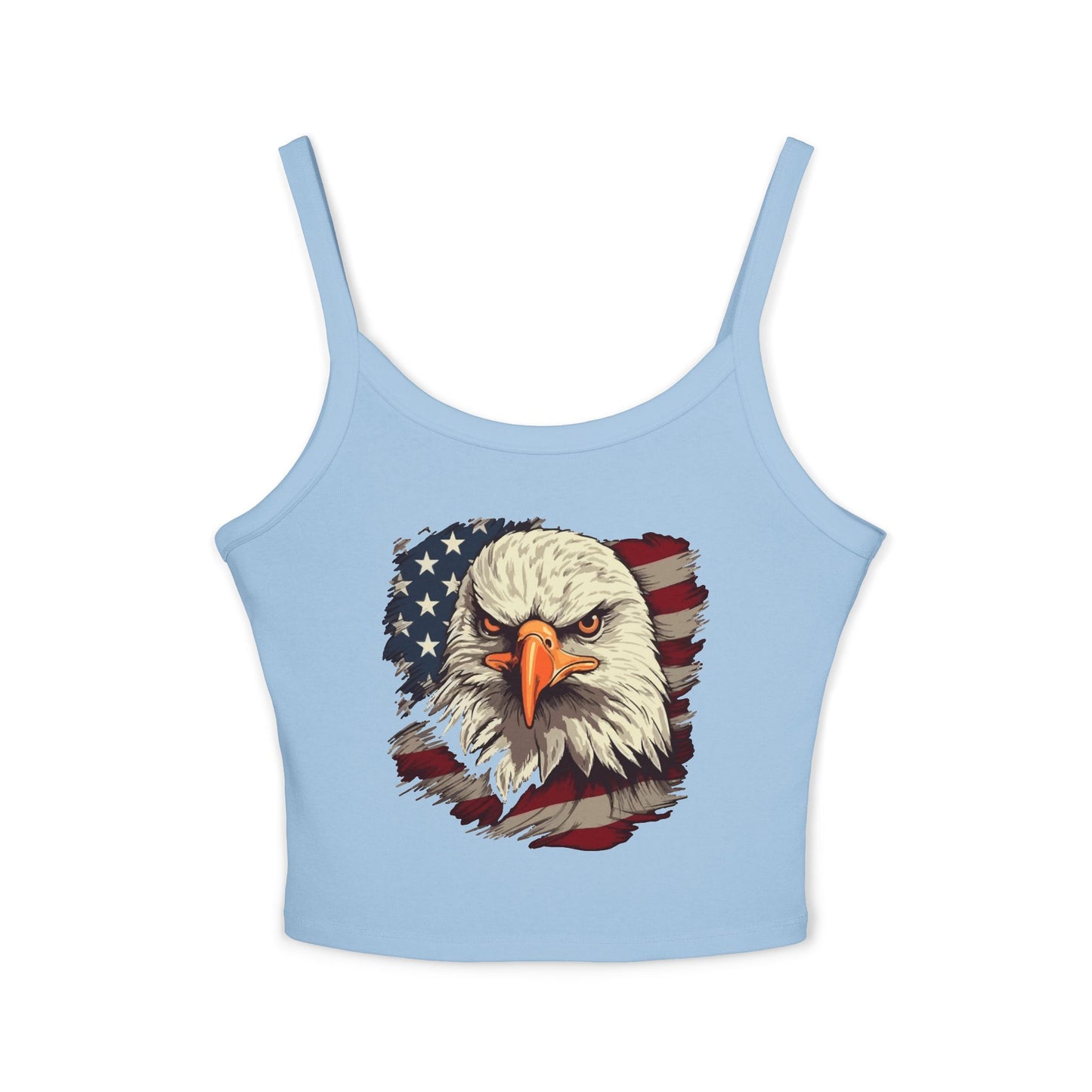 Princess Grace Patriotic Women's Spaghetti Strap Tank Top Eagle & USA Flag Design