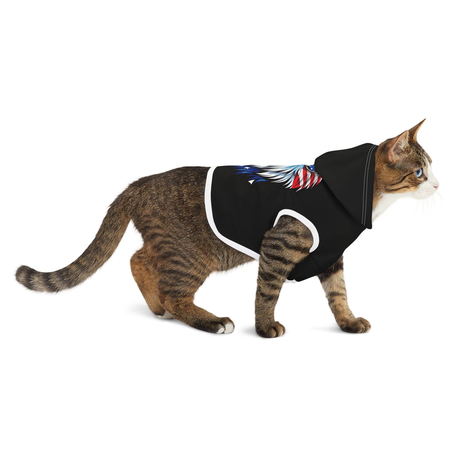 Princess Grace Patriotic Eagle Pet Hoodie Stylish Black Dog Sweatshirt with America Themed Design