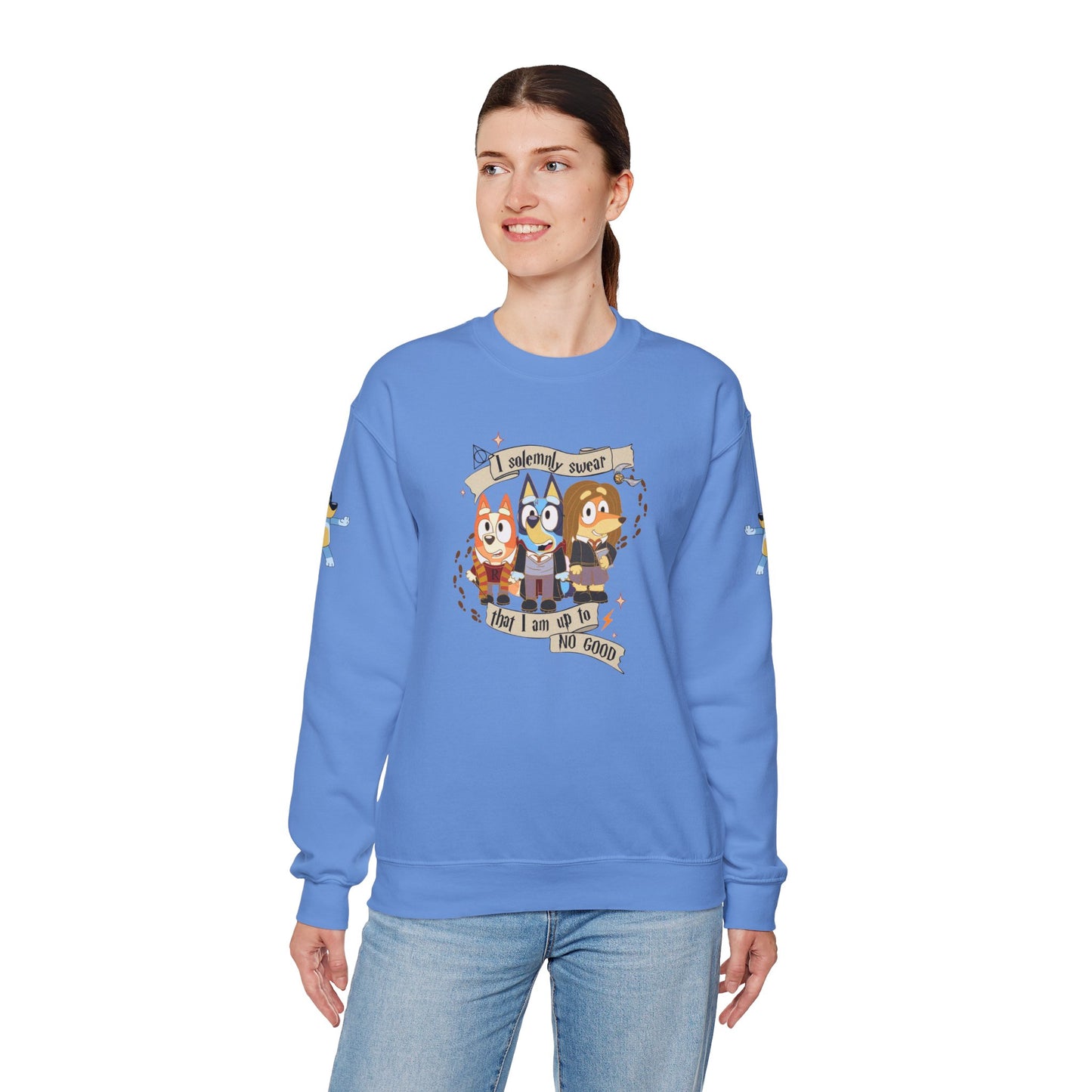 Princess Grace Bluey Unisex Funny Crewneck Sweatshirt "I Solemnly Swear That I Am Up To No Good" Perfect Gift for Family and Friends