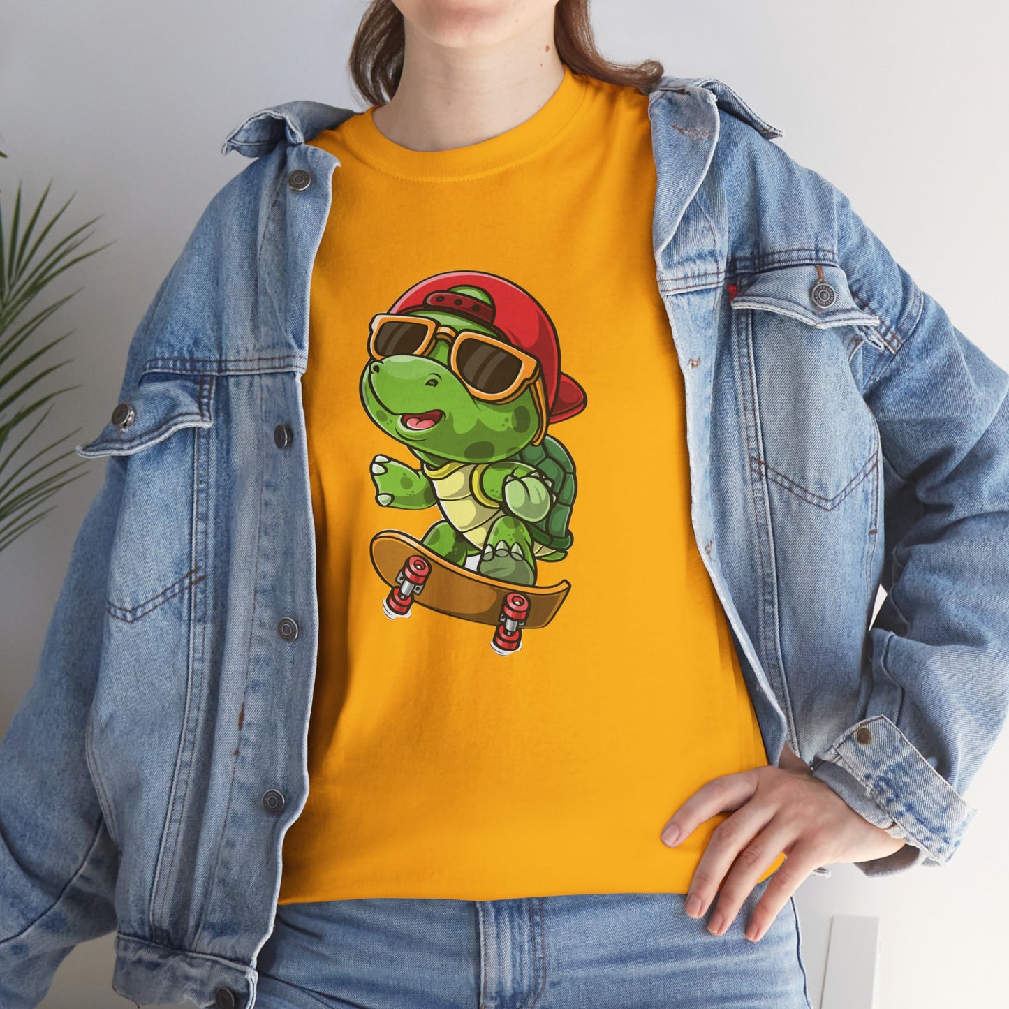 Princess Grace Cool Skateboarding Turtle Unisex Heavy Cotton Tee
