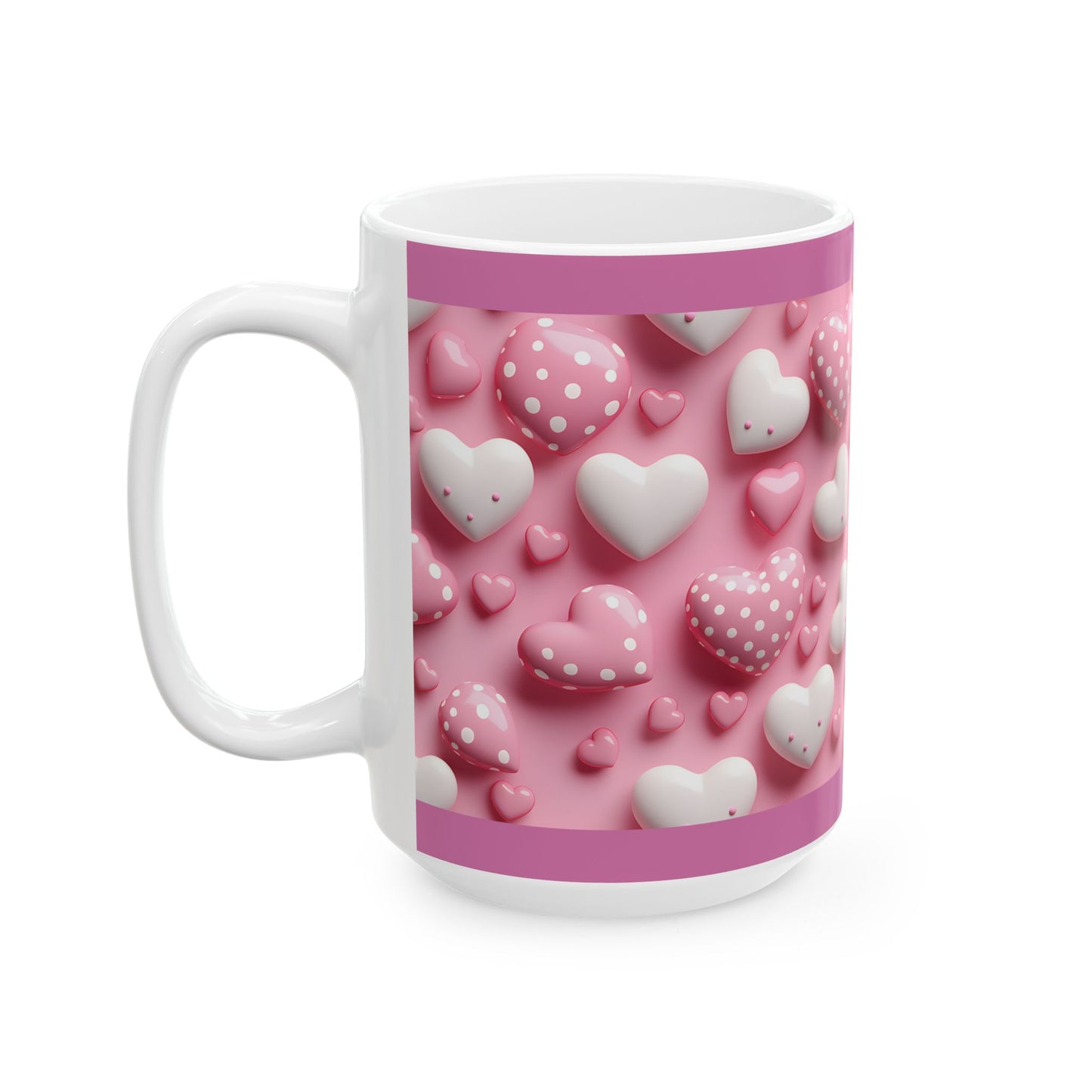 Princess Grace Romantic Heart Pattern Ceramic Mug Perfect for Valentine's Day & Love Celebrations