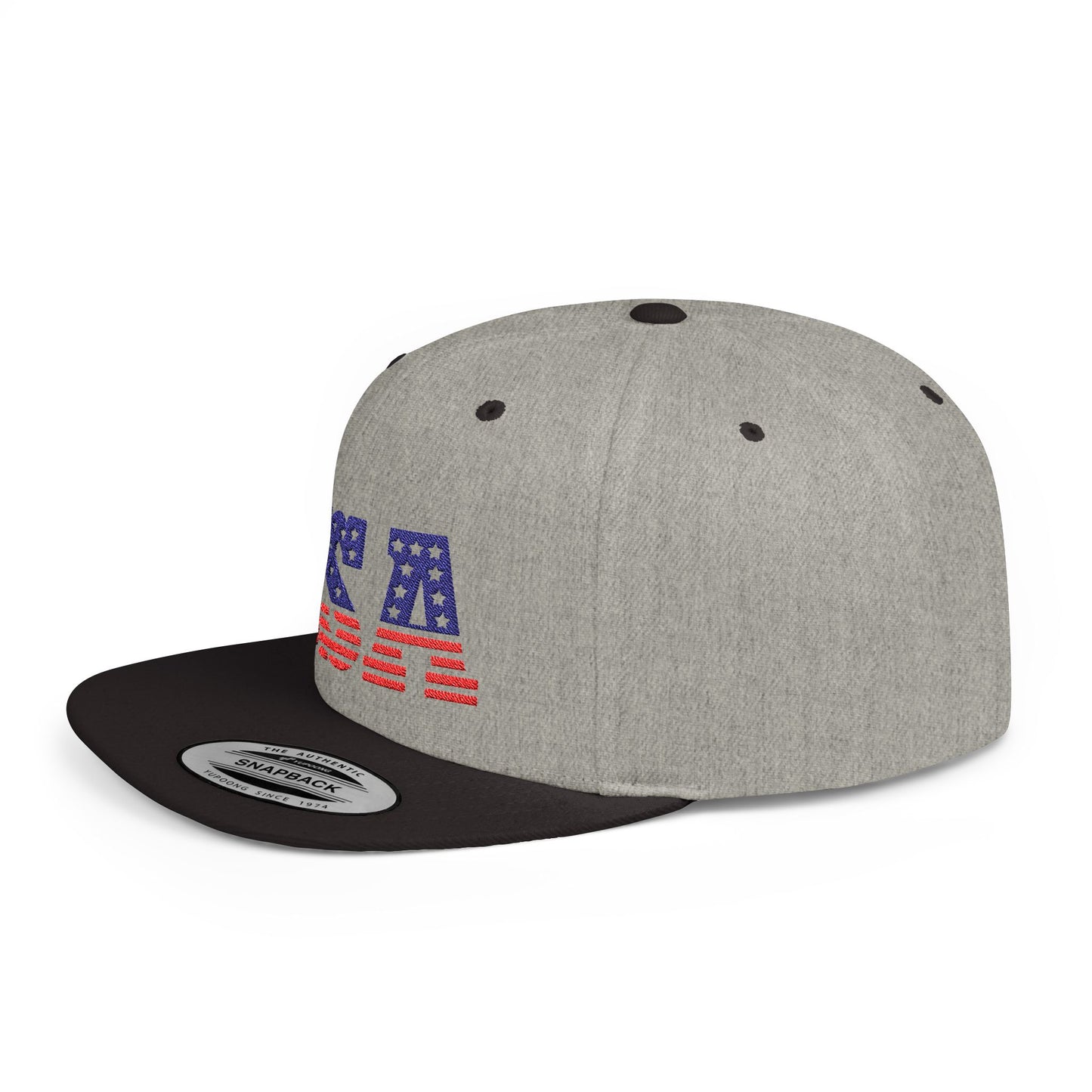 Princess Grace USA Flag Flat Bill Snapback Cap Patriotic Adjustable Hat for Summer Celebrations