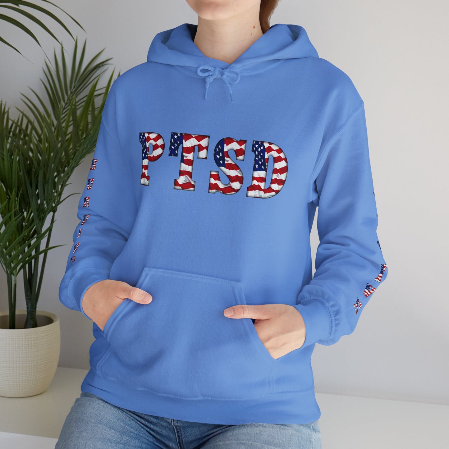 Princess Grace PTSD Awareness Unisex Heavy Blend Hoodie Support Survivors with American Flag Design