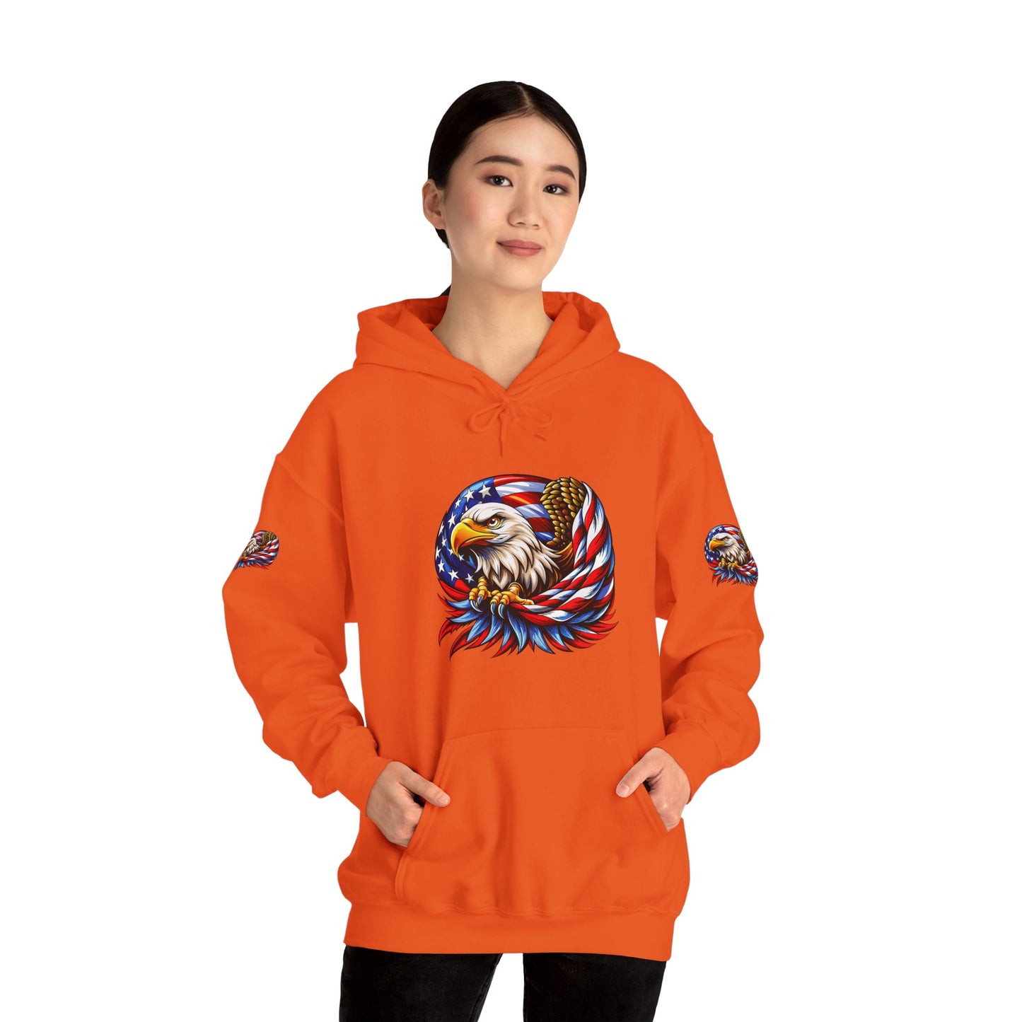 Princess Grace Patriotic Eagle Hoodie Unisex Heavy Blend Sweatshirt with American Flag Design