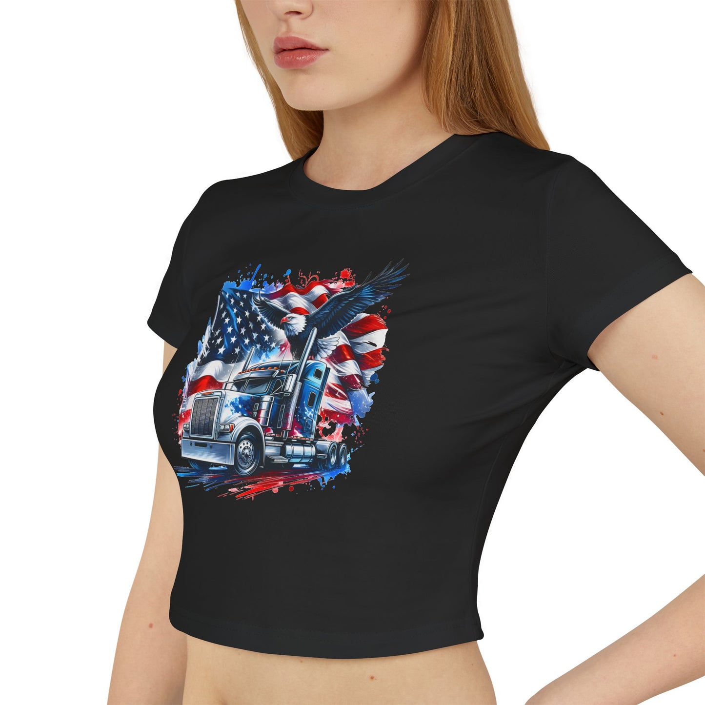 Princess Grace Patriotic Women's Baby Tee with Eagle & USA Design