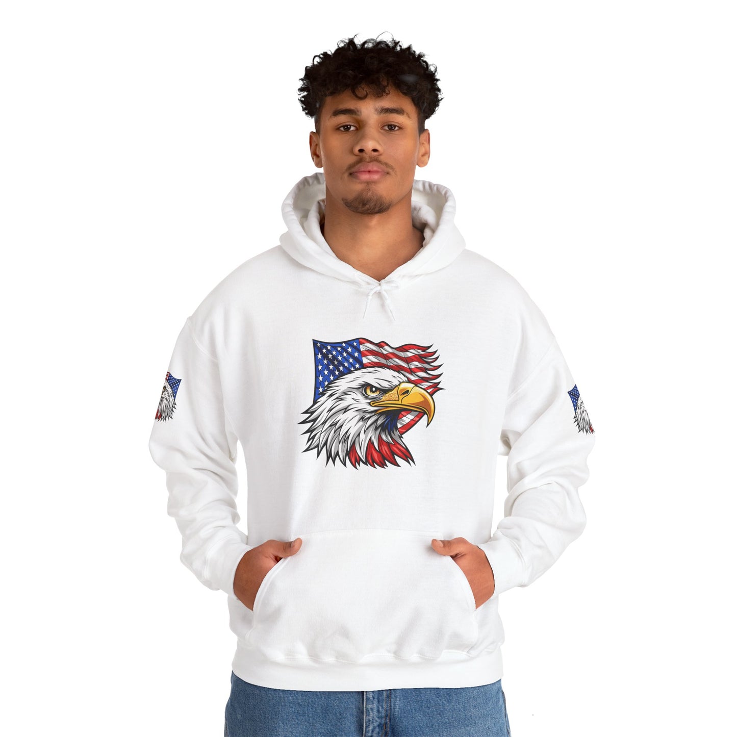 Princess Grace Patriotic Eagle Hoodie Unisex Heavy Blend Sweatshirt with American Flag Design