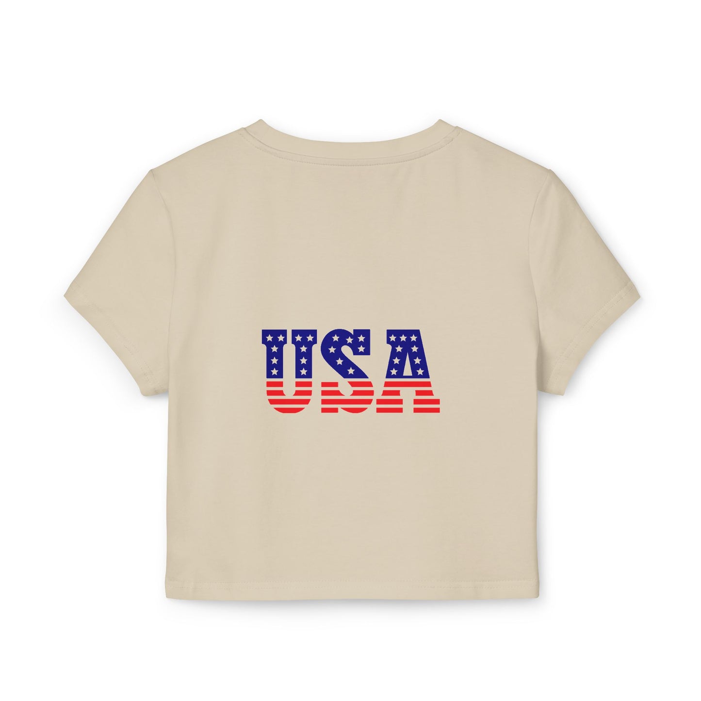 Princess Grace USA Heart Women's Baby Tee Patriotic Crop Top for Independence Day