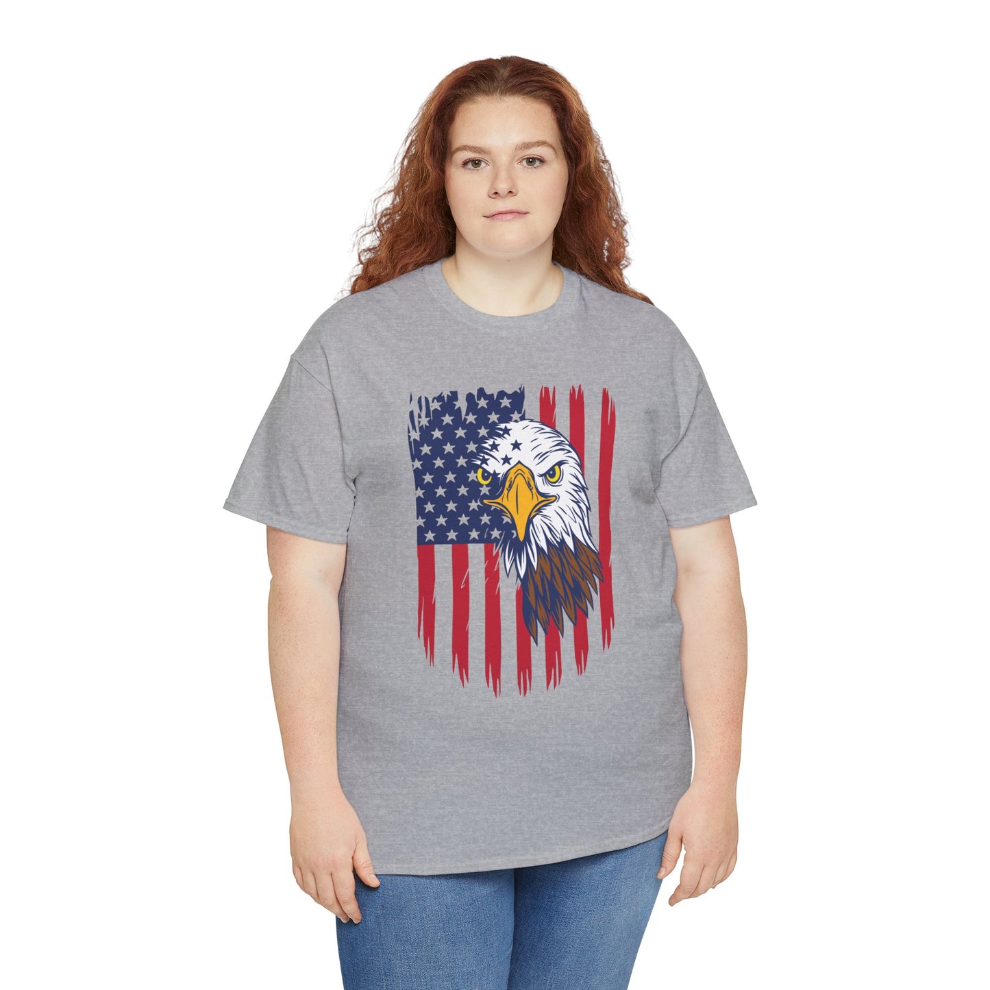 Princess Grace Eagle & American Flag Unisex Heavy Cotton Tee Patriotic Apparel for All Occasions