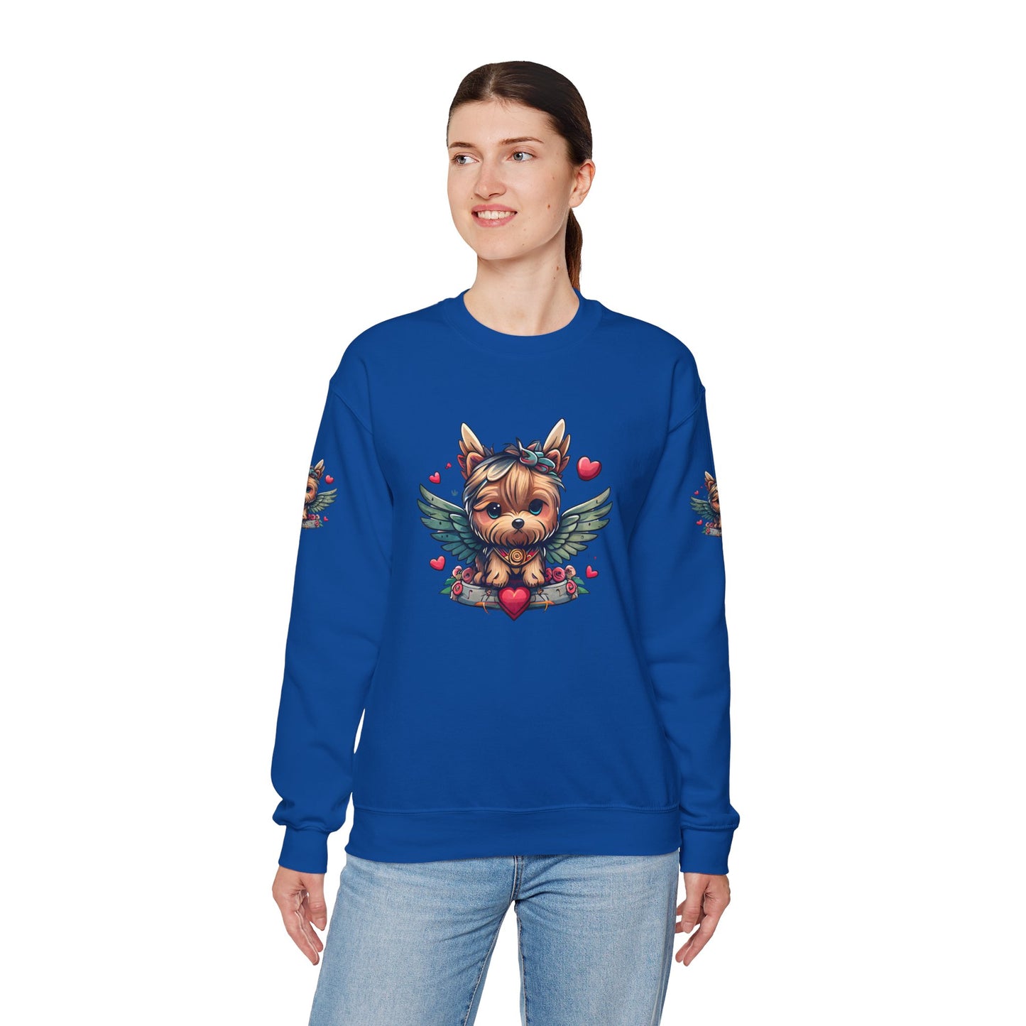 Princess Grace Cute Yorkie Wings Crewneck Sweatshirt Perfect Gift for Dog Lovers