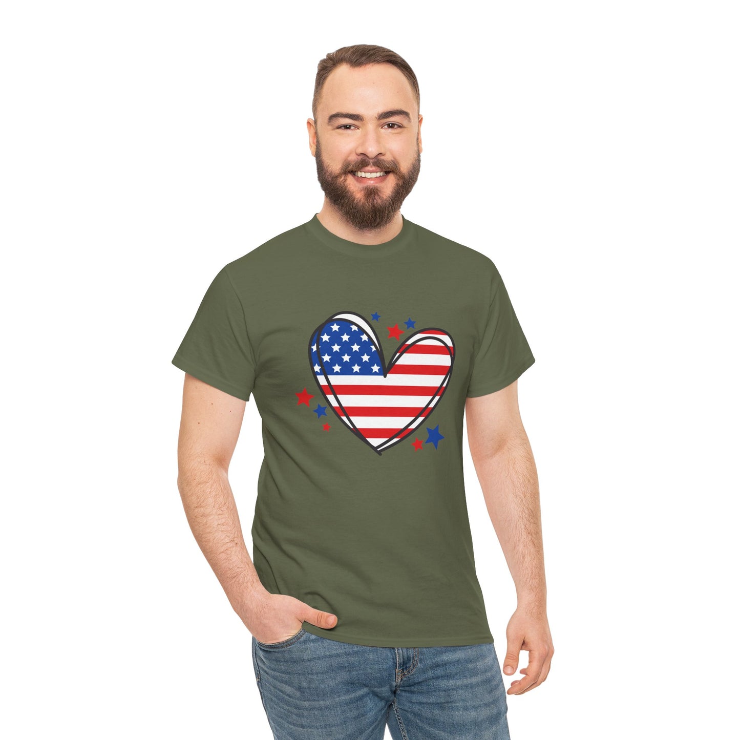 Princess Grace Patriotic Heart Unisex Heavy Cotton Tee USA Love T-Shirt