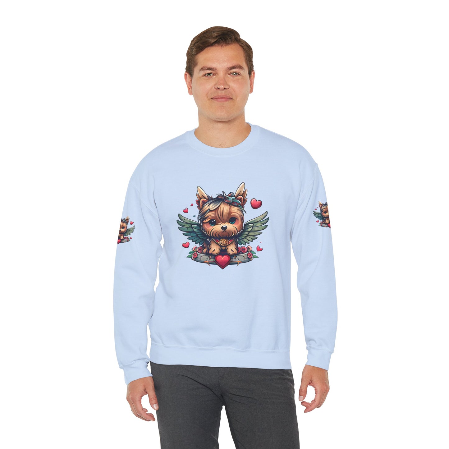 Princess Grace Cute Yorkie Wings Crewneck Sweatshirt Perfect Gift for Dog Lovers