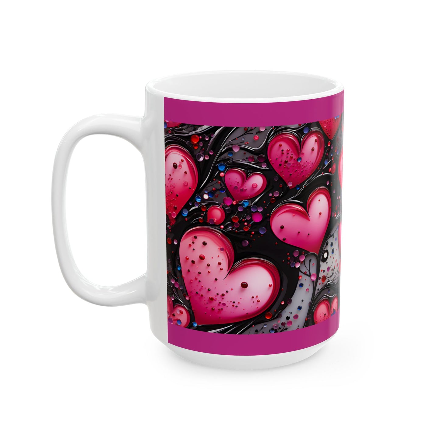 Princess Grace Colorful Heart Design Ceramic Mug Perfect for Valentine's Day