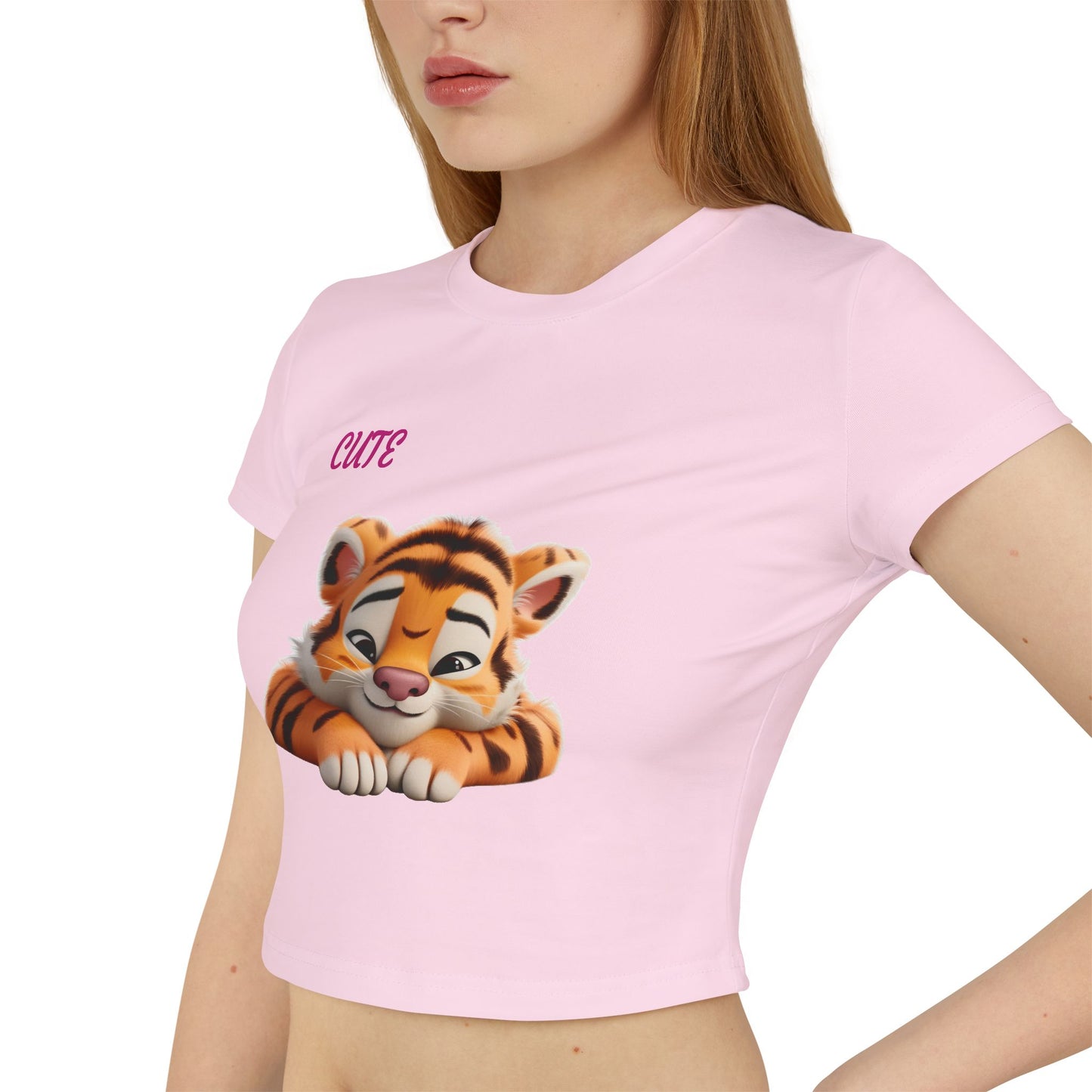 Princess Grace Cute Tiger Women's Baby Tee Playful and Stylish Top for Animal Lovers