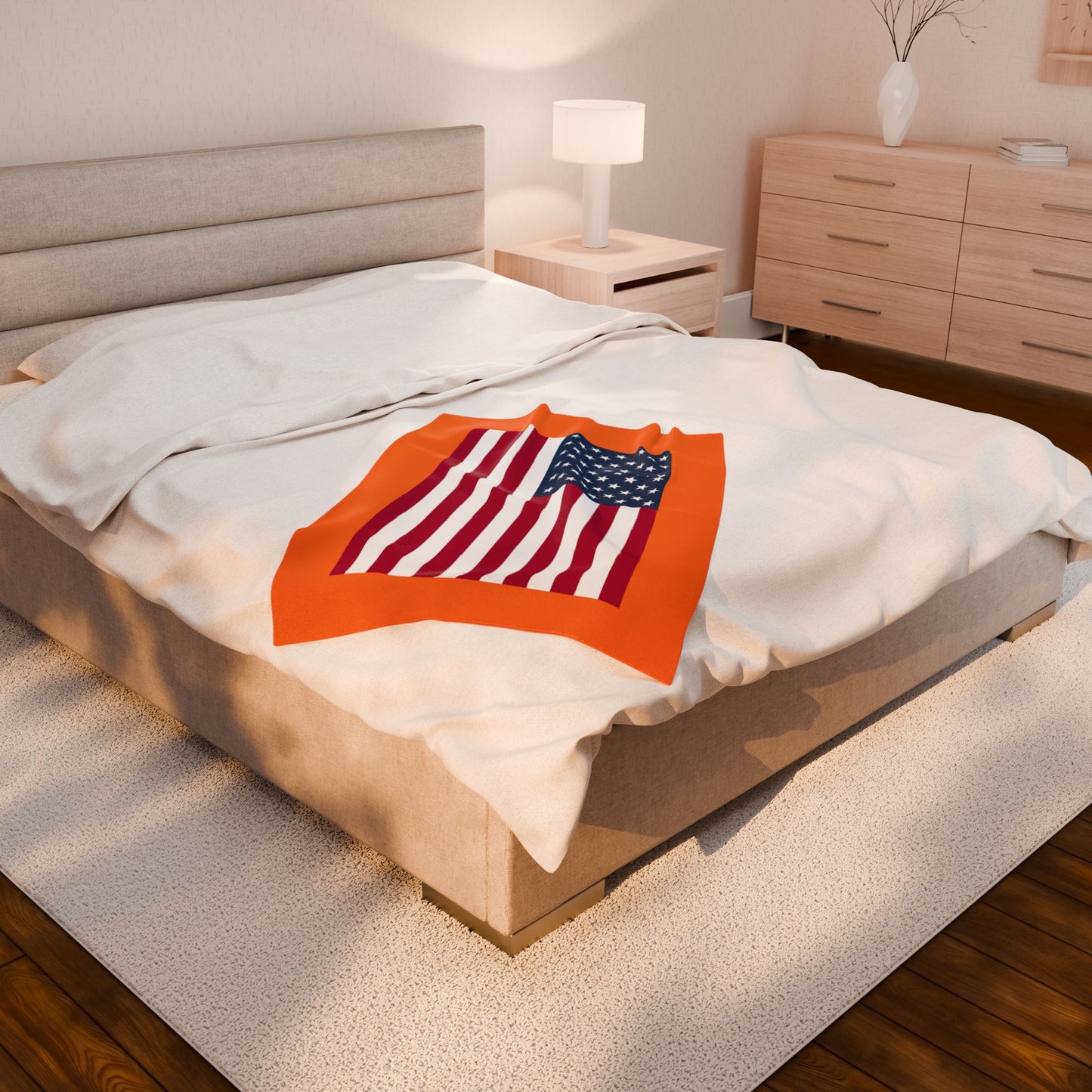 Princess Grace Cozy American Flag Velveteen Plush Blanket Ideal for Home Decor & Celebrations