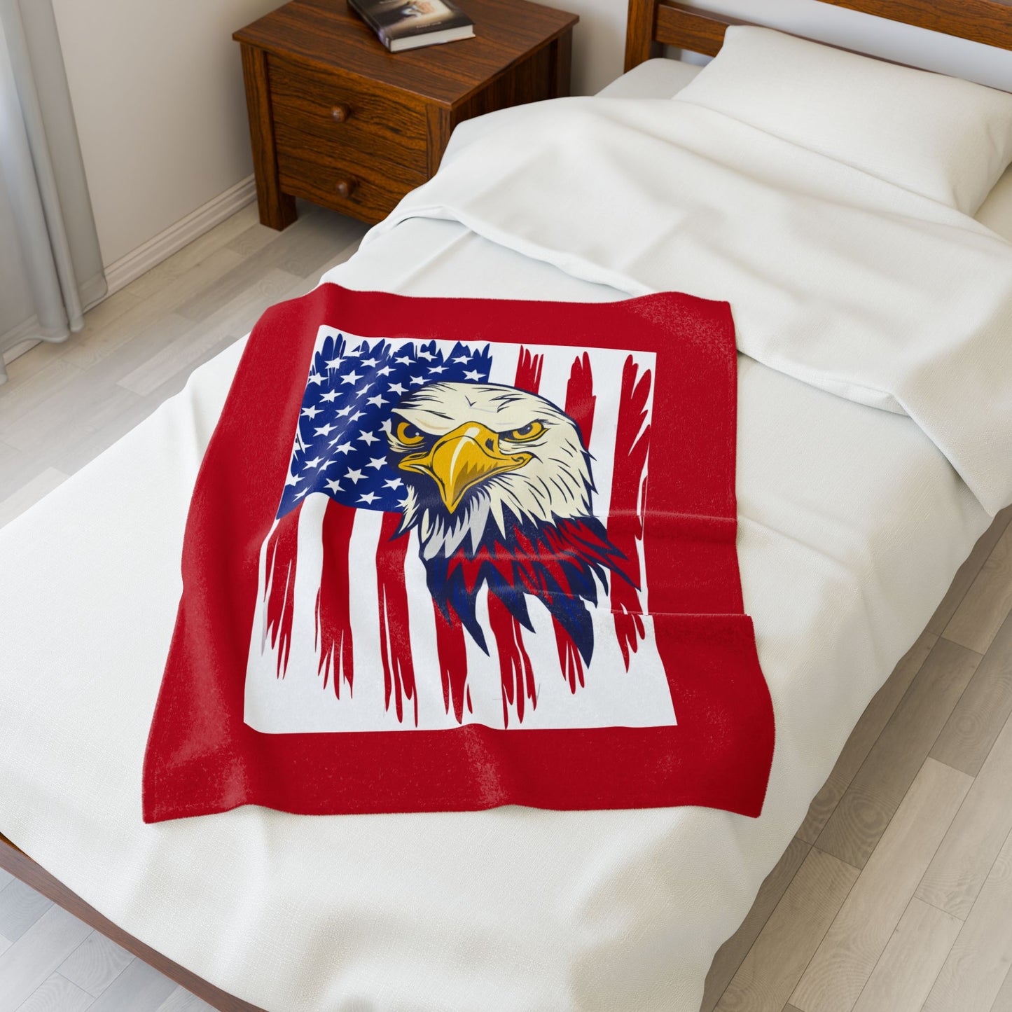 Princess Grace  Patriotic Eagle Velveteen Plush Blanket  Cozy Throw for Independence Day