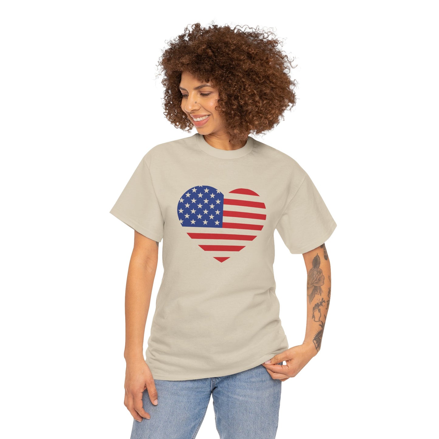 Princess Grace Patriotic Heart Unisex Heavy Cotton Tee Celebrate Freedom in Style